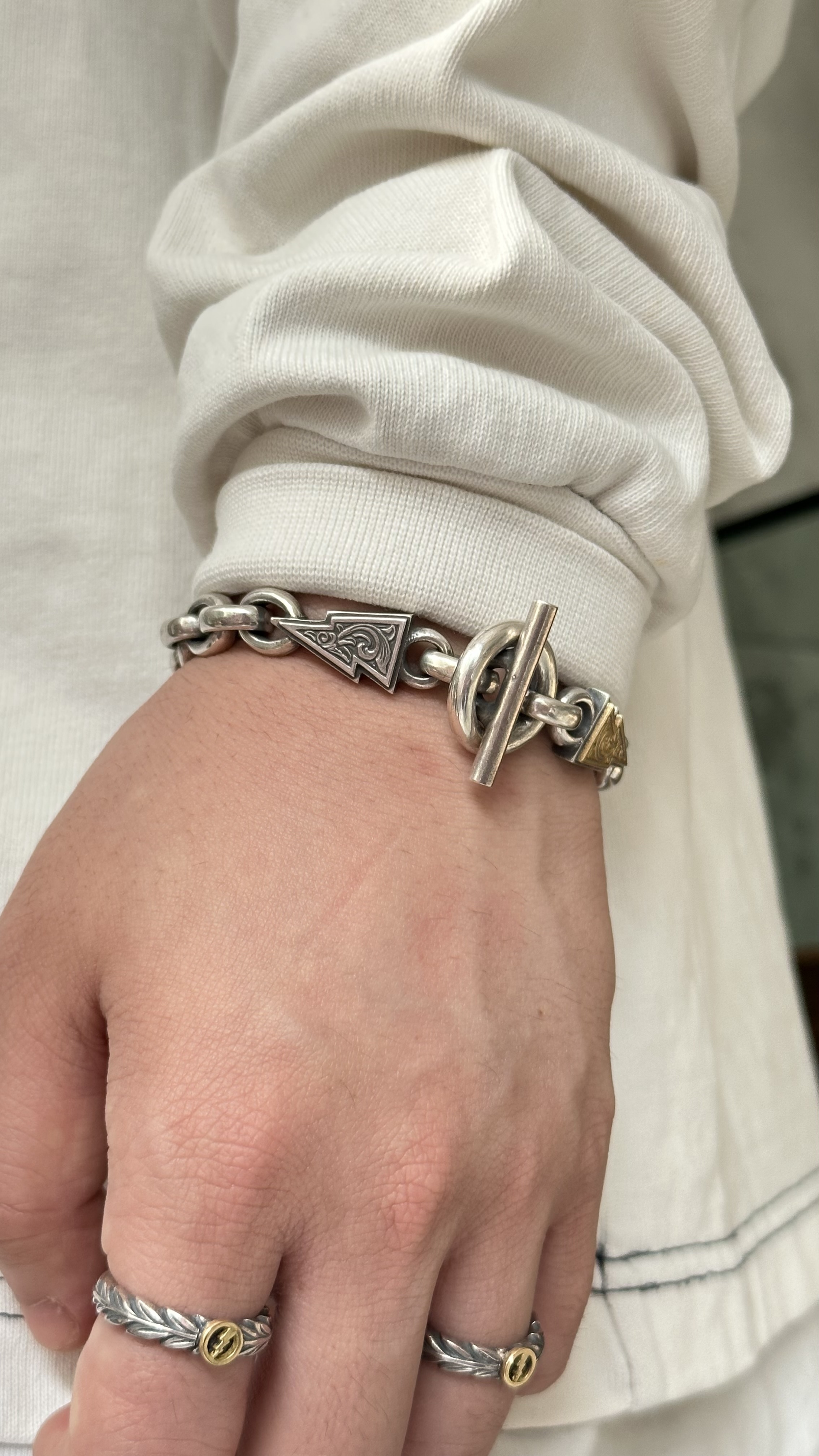 FCB-26 2稻妻 Bracelet/ Narrow/ Scroll/ K18 Combi