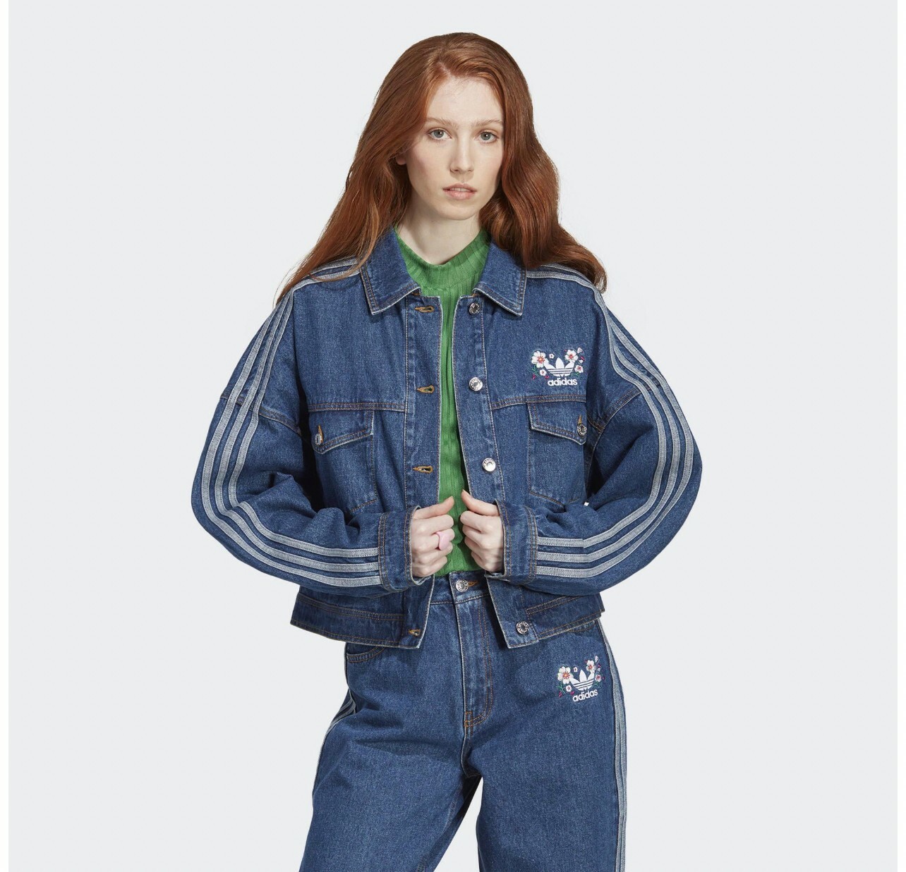 ADIDAS OG Naomi Otsu 牛仔外套 翻蓋胸袋 花朵 大LOGO 女款 MAR-