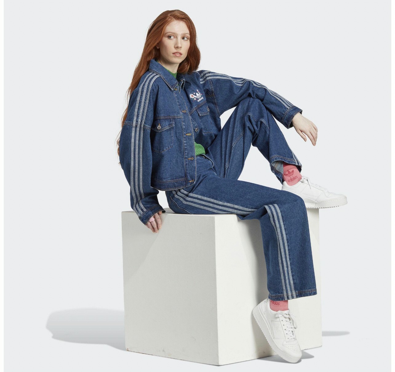 ADIDAS OG DENIM PANT 牛仔褲 單寧 小花 刺繡 設計師聯名 休閒 女款 MAR-