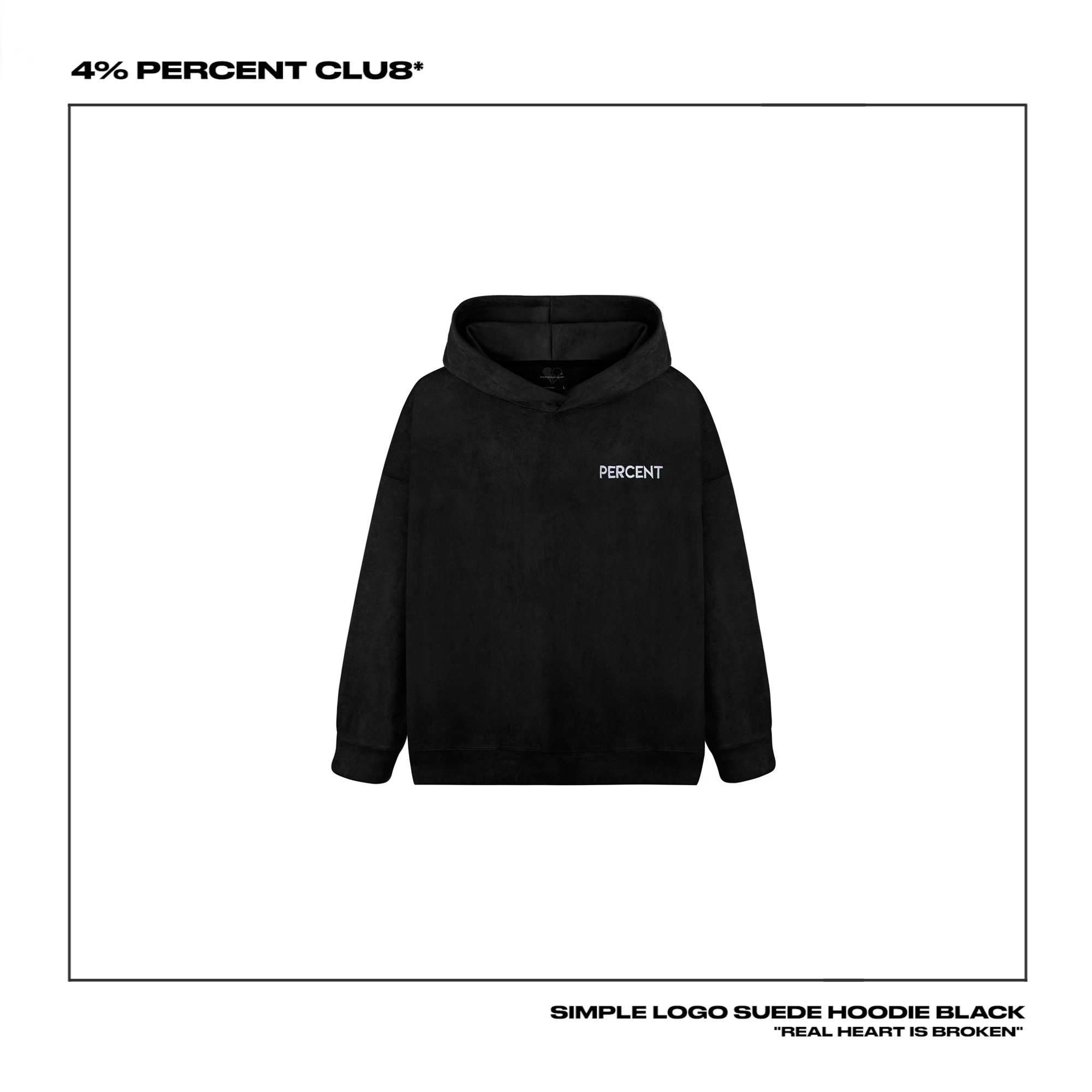 SIMPLE LOGO SUEDE HOODIE BLACK / 極簡款麂皮黑連帽衛衣