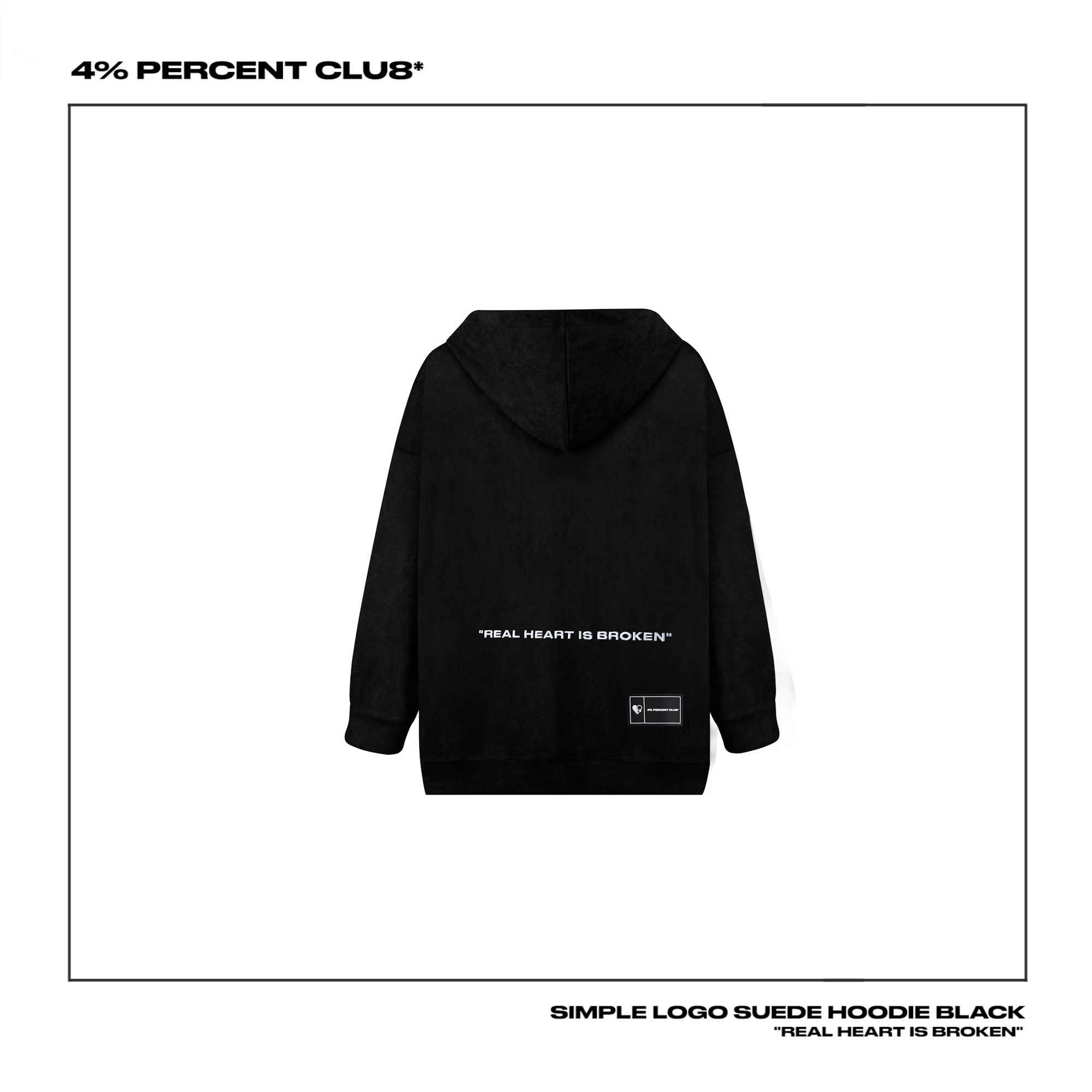 SIMPLE LOGO SUEDE HOODIE BLACK / 極簡款麂皮黑連帽衛衣