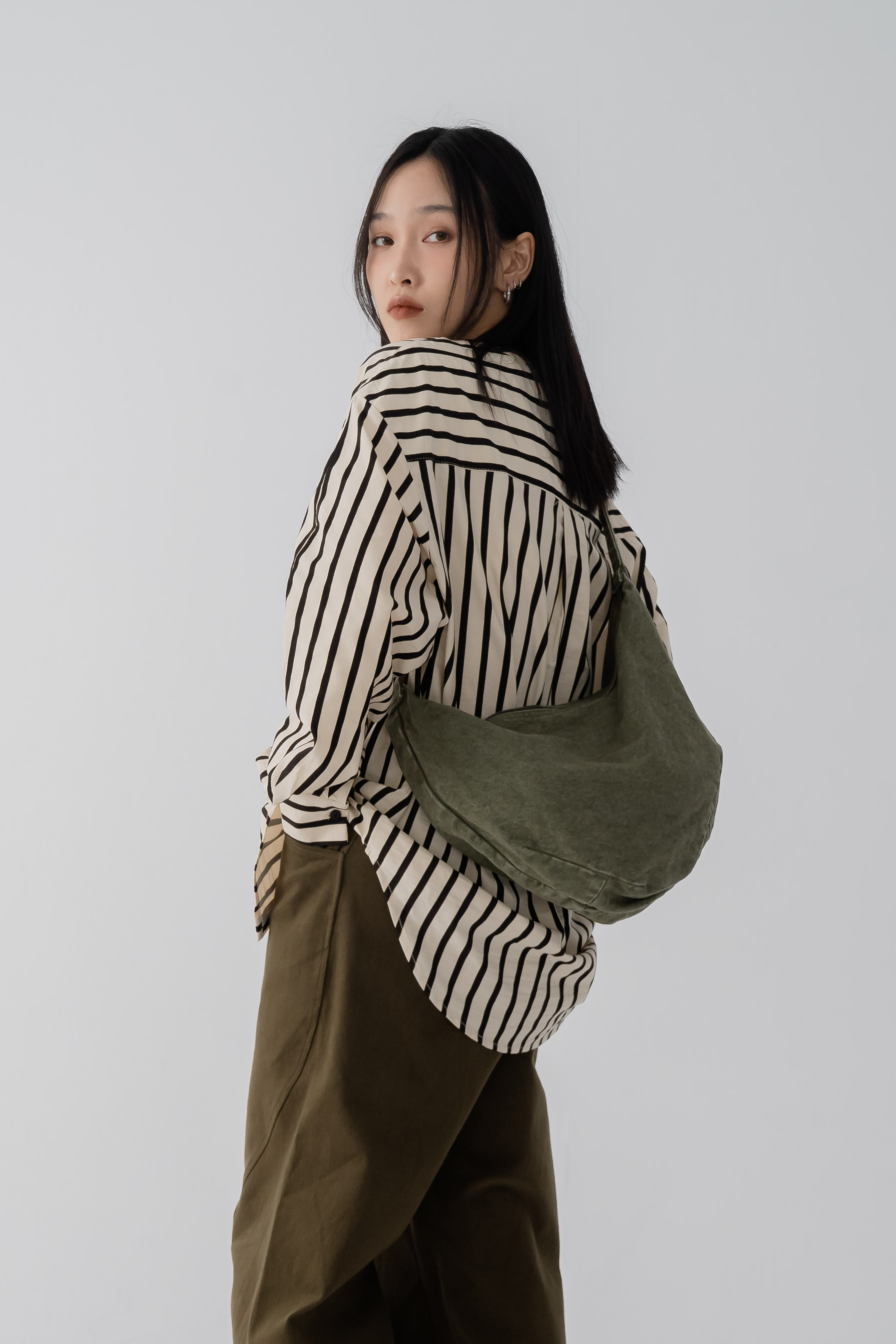 日系作舊帆布餃子斜背包