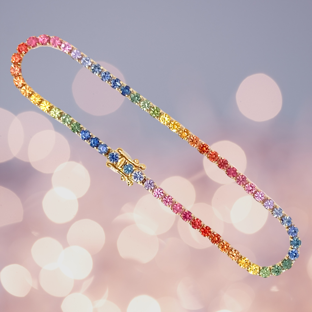 18K金混身彩虹藍寶石軟手鏈 (2.2mm)