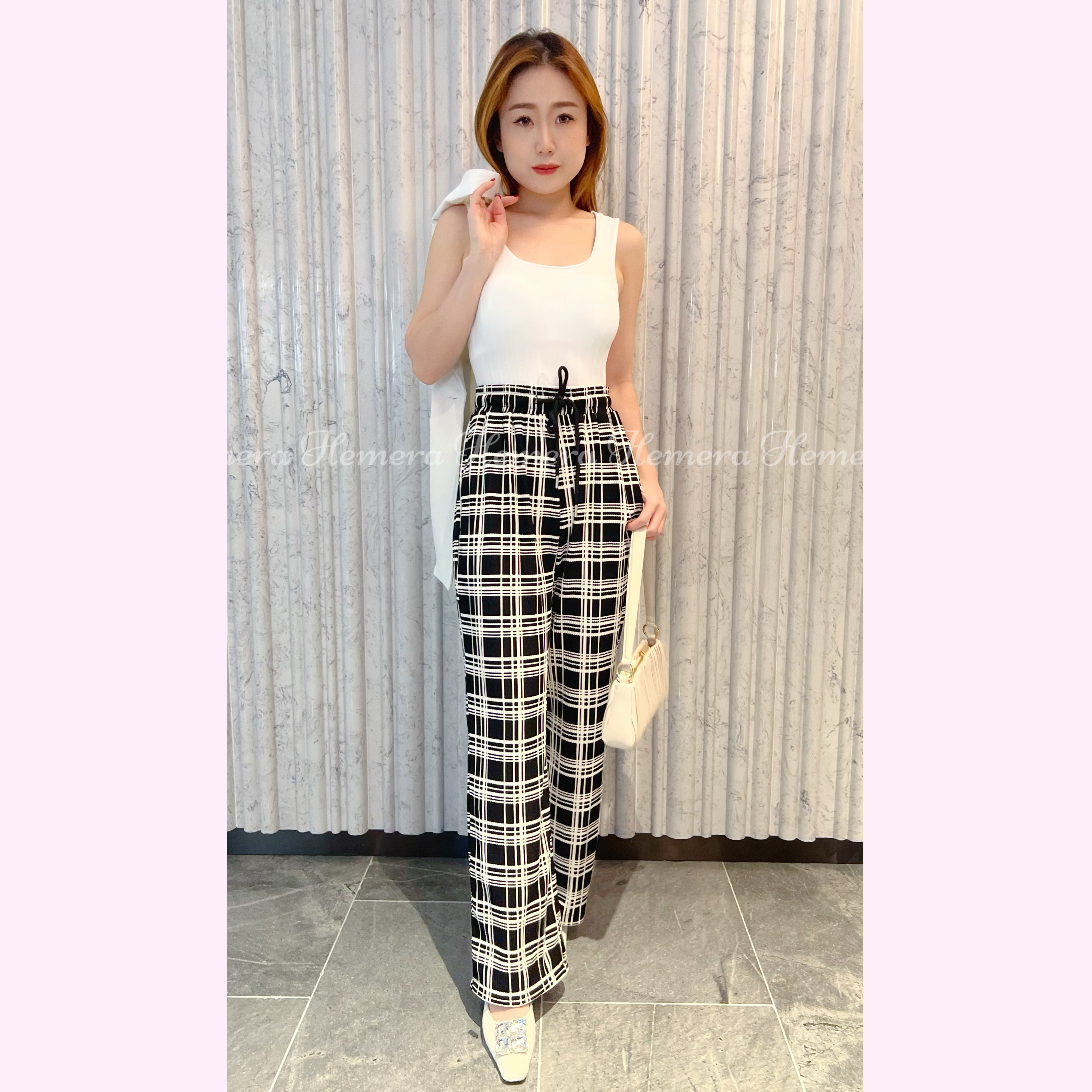 PT23W0336 格仔休閒棉質長褲