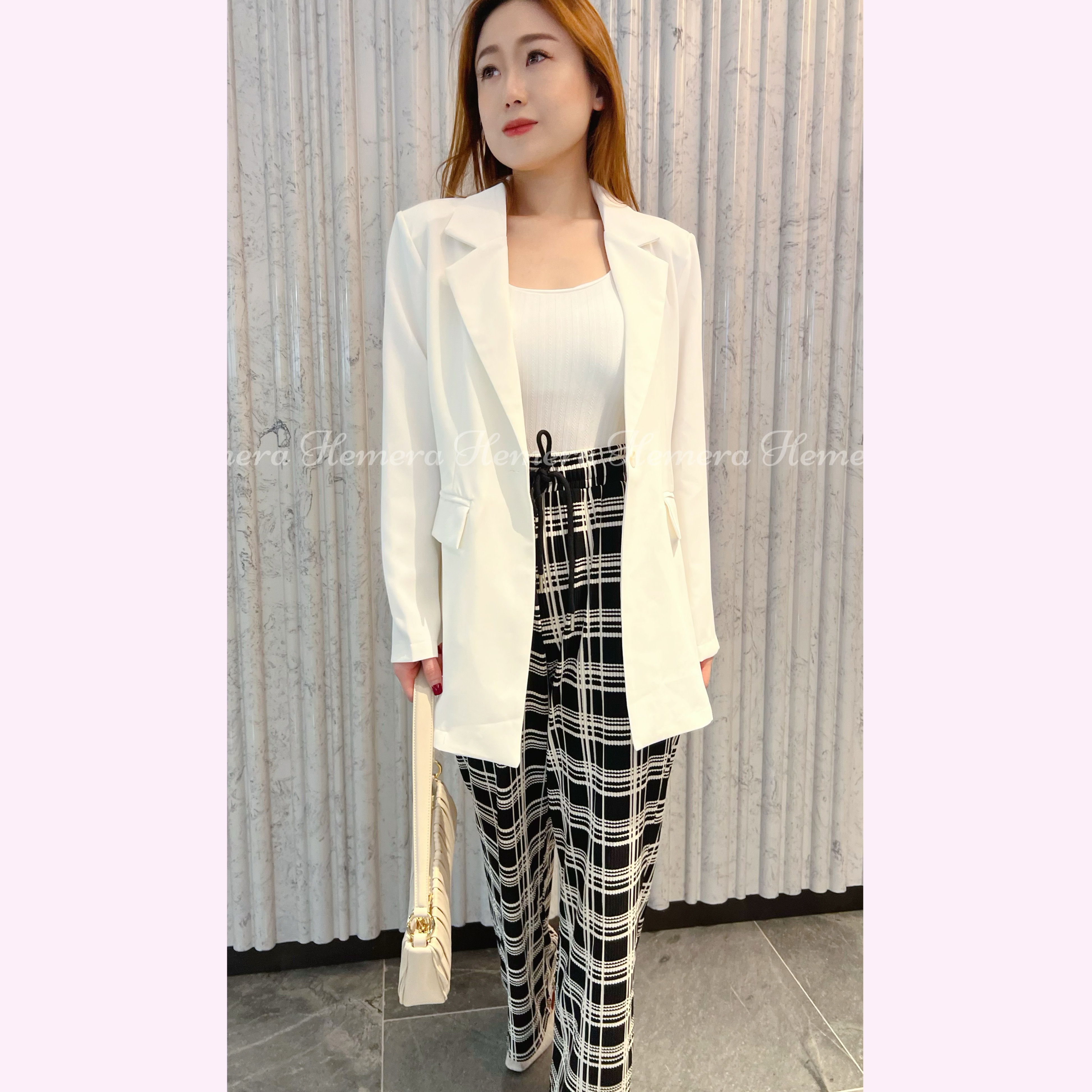 JK23W0337 後綁帶瘦身西裝外裝