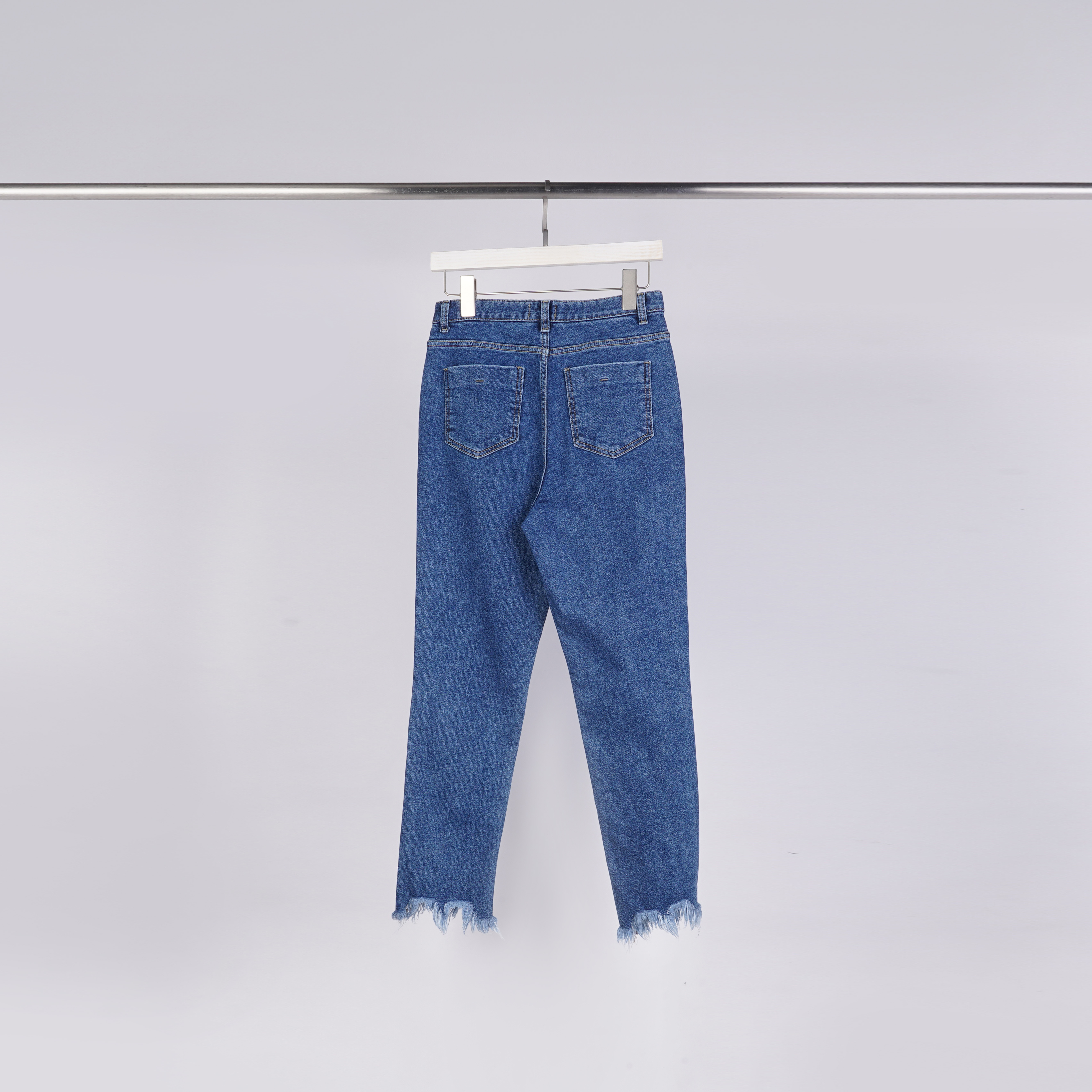 不規則收邊牛仔褲 | M - L | 深藍