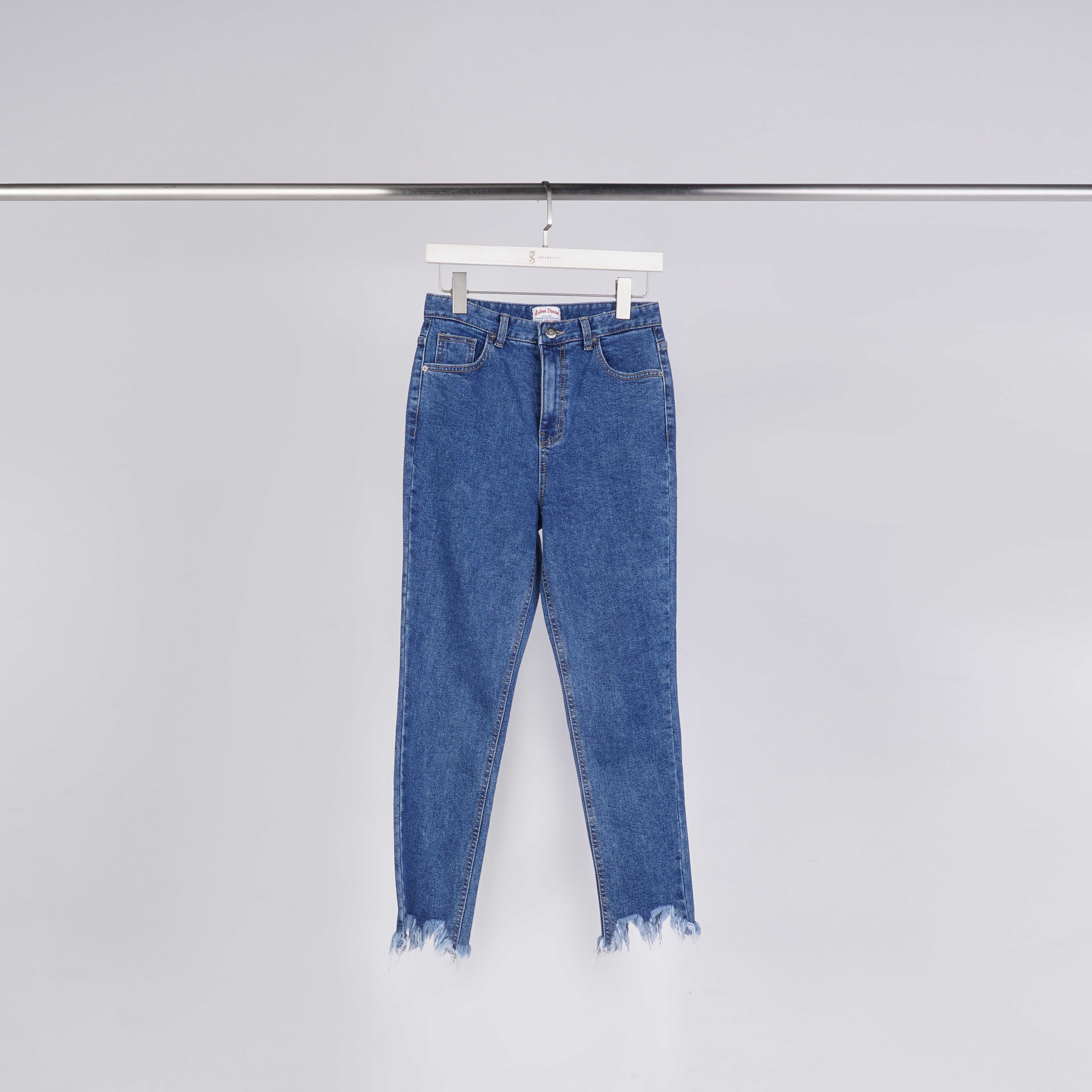 不規則收邊牛仔褲 | M - L | 深藍