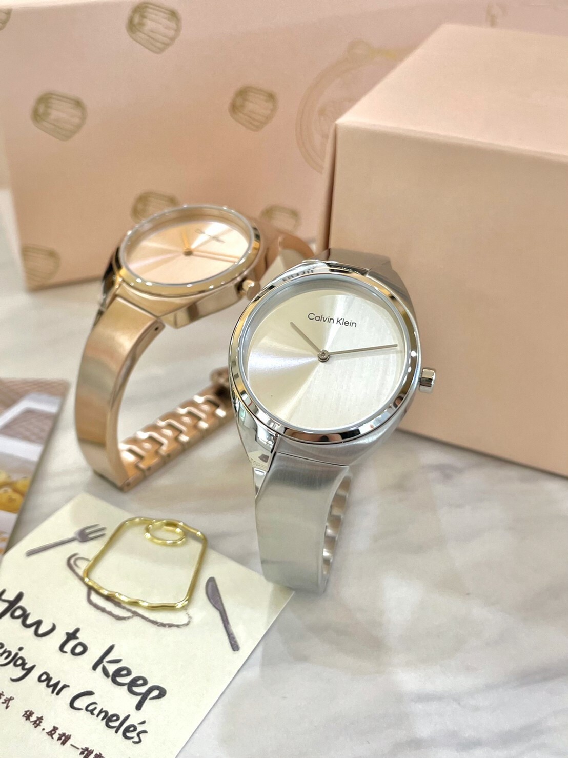 【CALVIN KLEIN】拼接典雅手環系列女錶 CK25200234(銀色) / CK25200236(玫瑰金色) 30mm 現代鐘錶