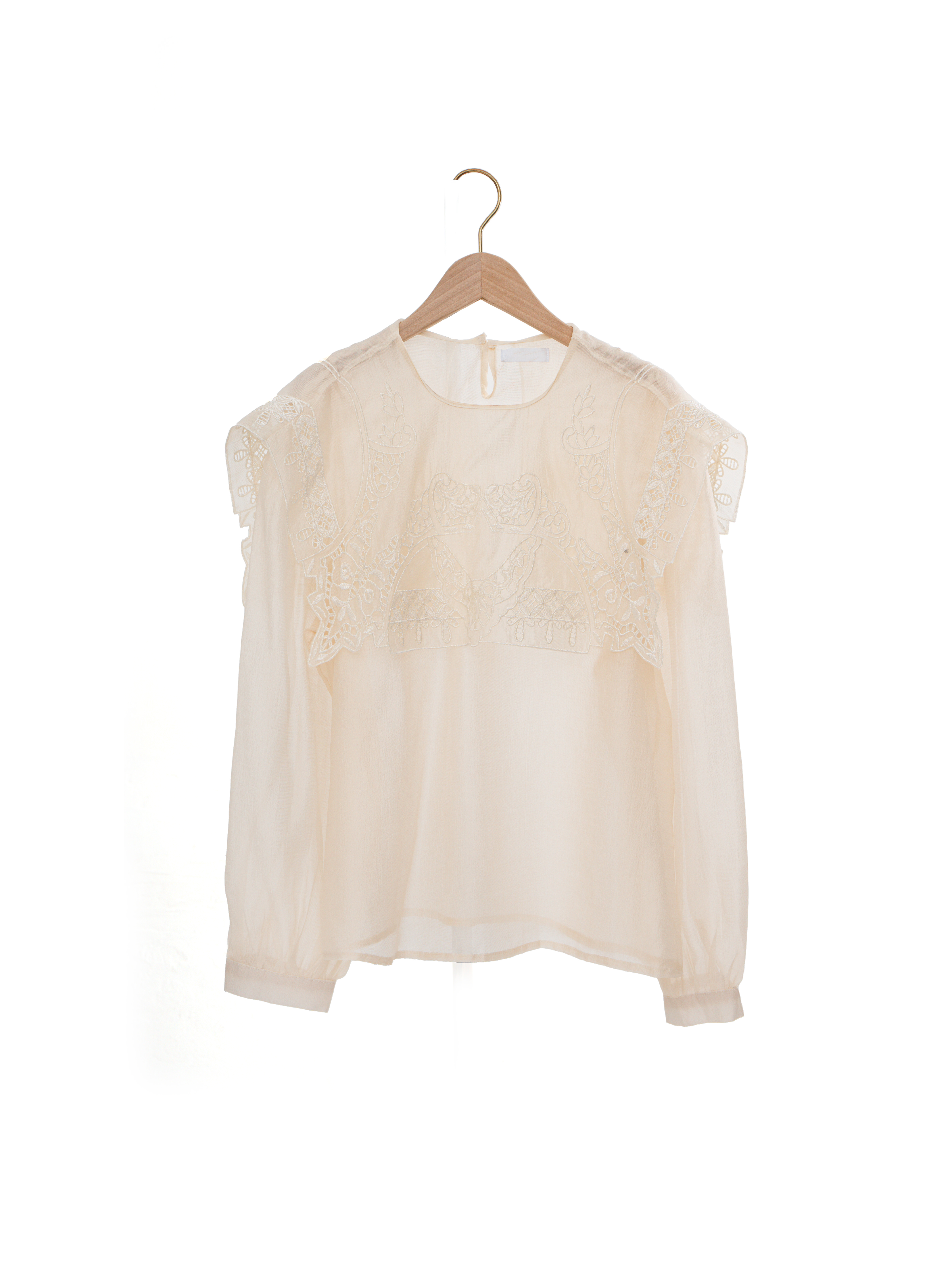 通花娃娃領薄紗上衣（現貨款式）