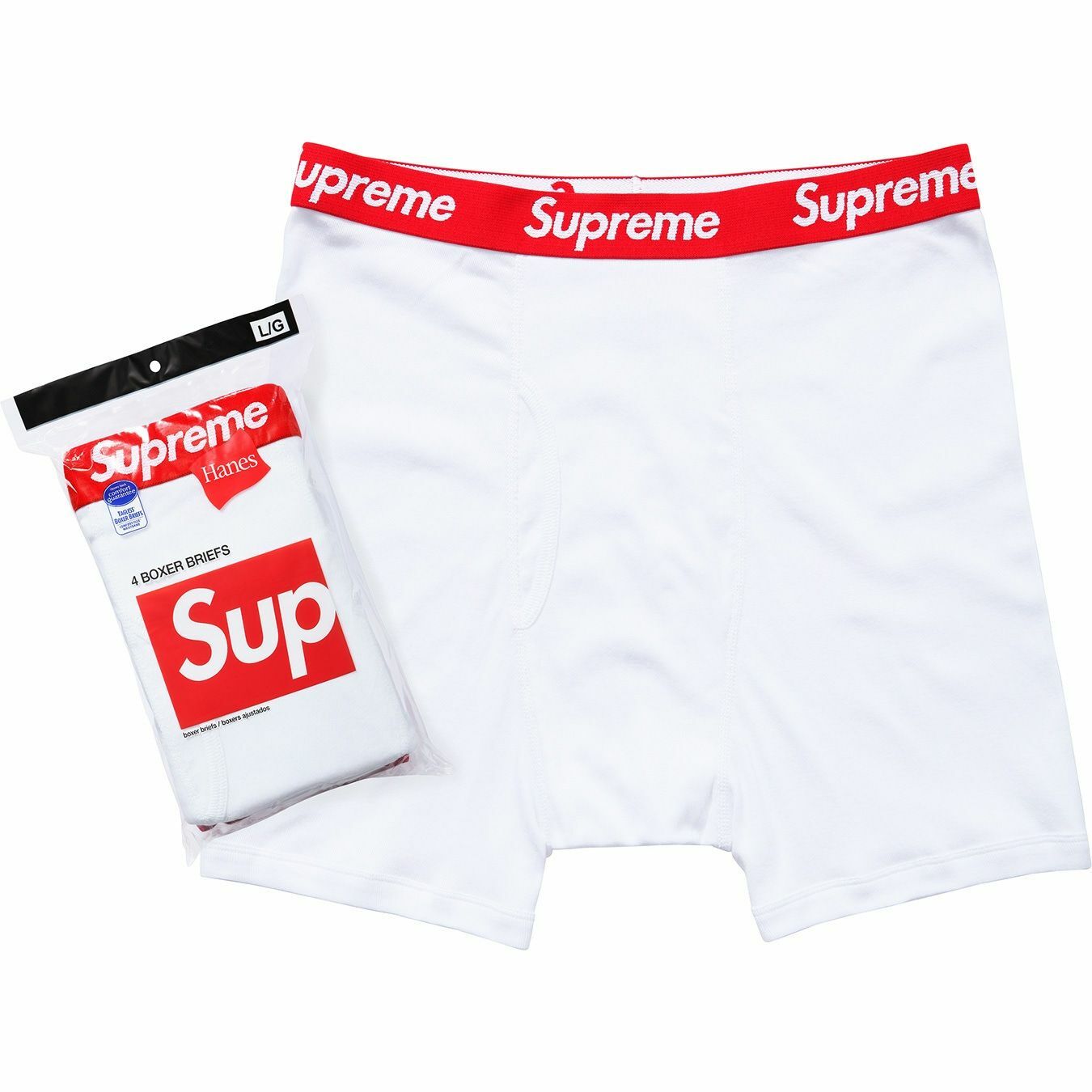 SUPREME®/HANES® BOXER BRIEFS (4 PACK) WHITE SUPREME®/HANES® BOXER BRIEFS (4 PACK) WHITE
