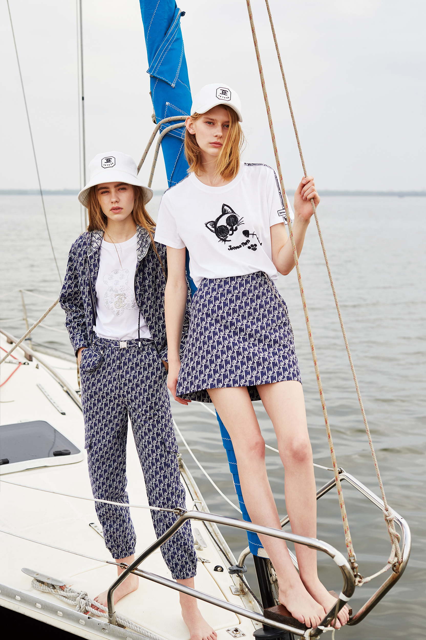 BC1EE106B1 濱海風情JETEZO字母緹花工裝褲（ 2色 / 附小掛包 ）