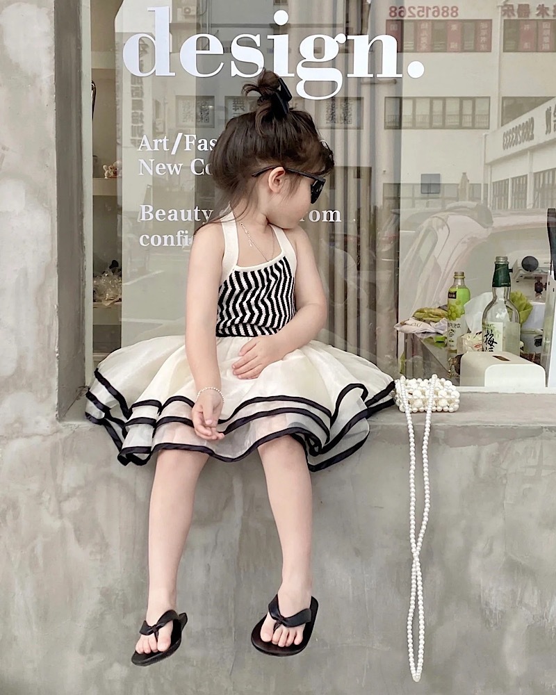 strip vest with skirt