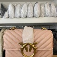 [S] PINKO LOVE ICON MINI CL SHEEP NAPPA CHEVRON,CIPRIA/ANTIQUE GOLD, 100059A0GK (SPK35)