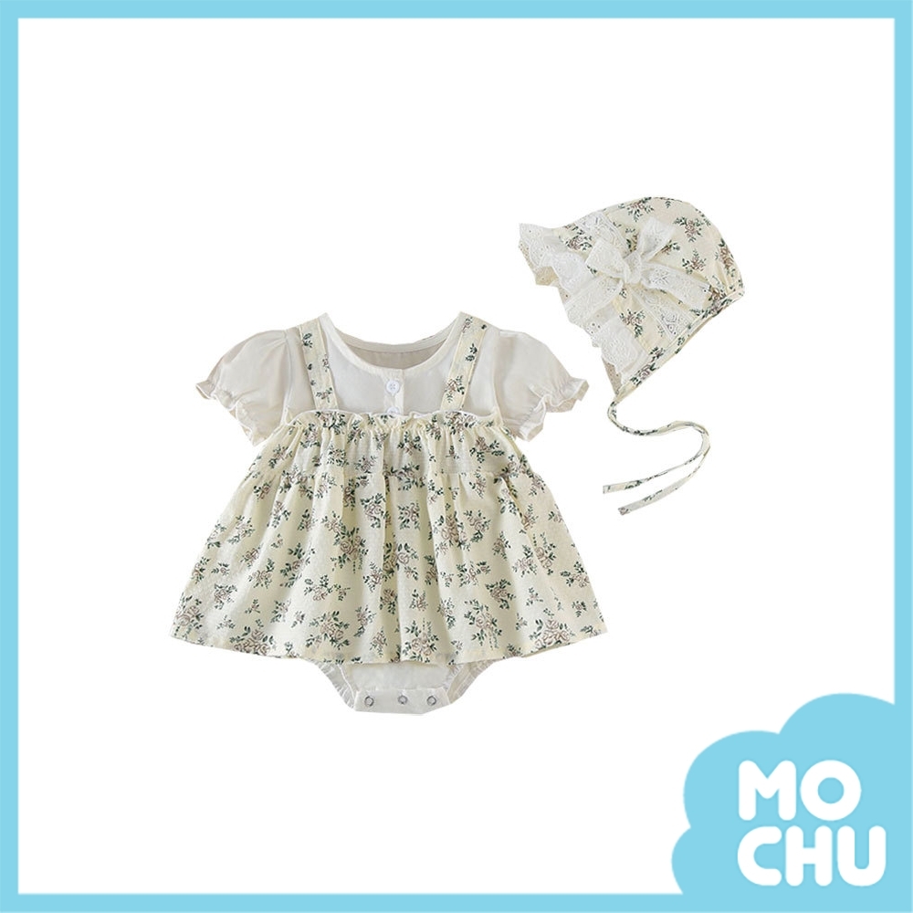 米杏小碎花短袖包屁衣