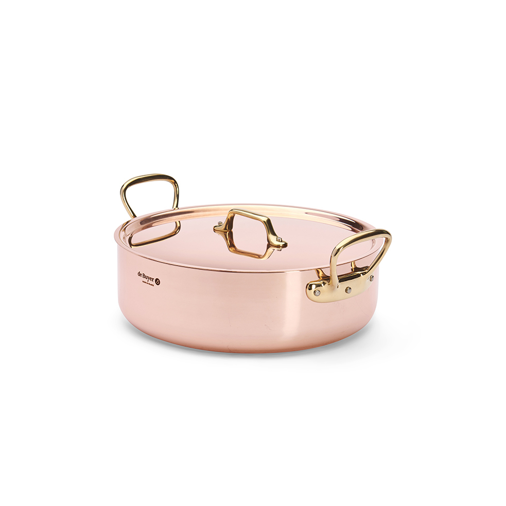 Inocuivre 系列 | 黃銅柄雙耳低身燉煎鍋+含蓋