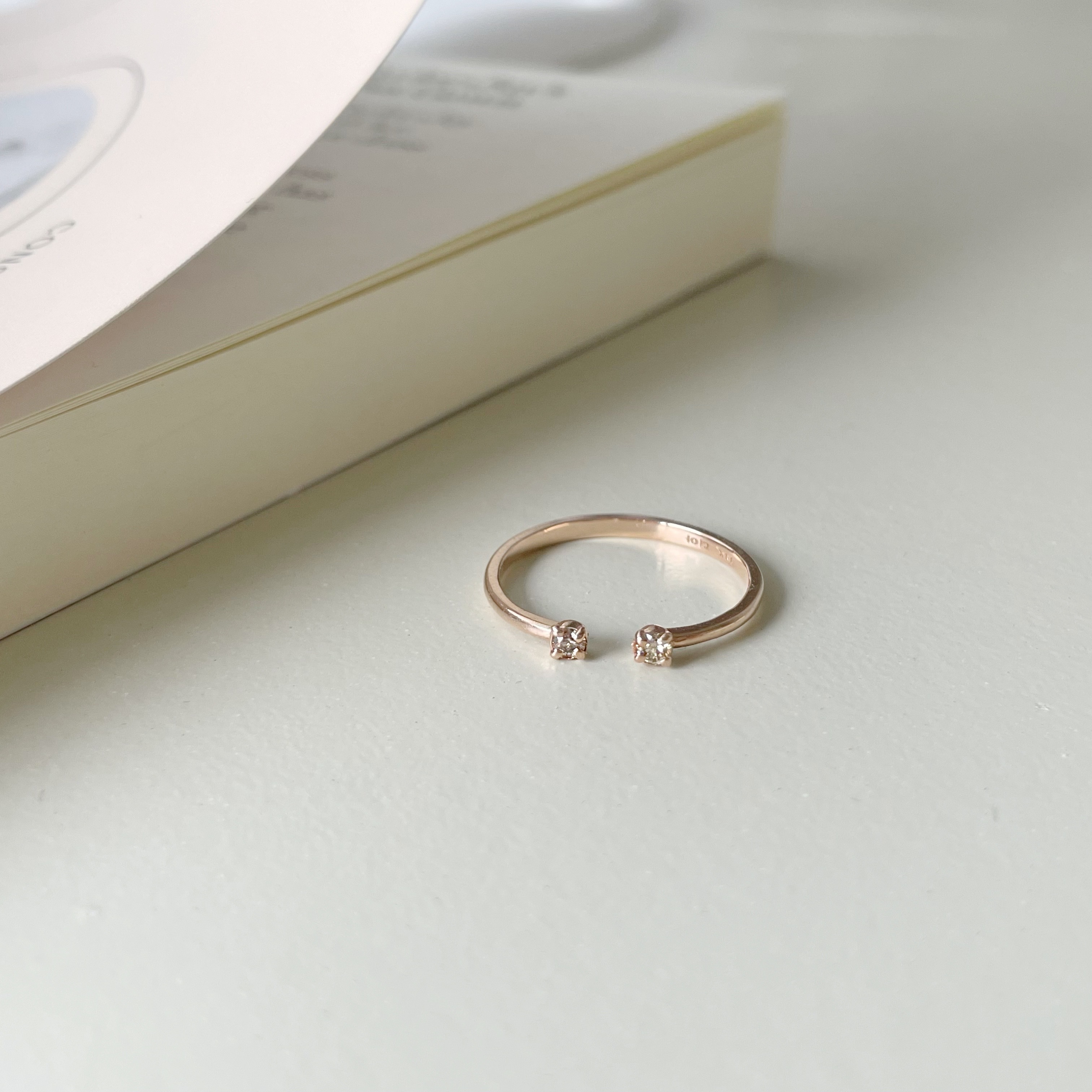 14K雙四爪真鑽開口戒