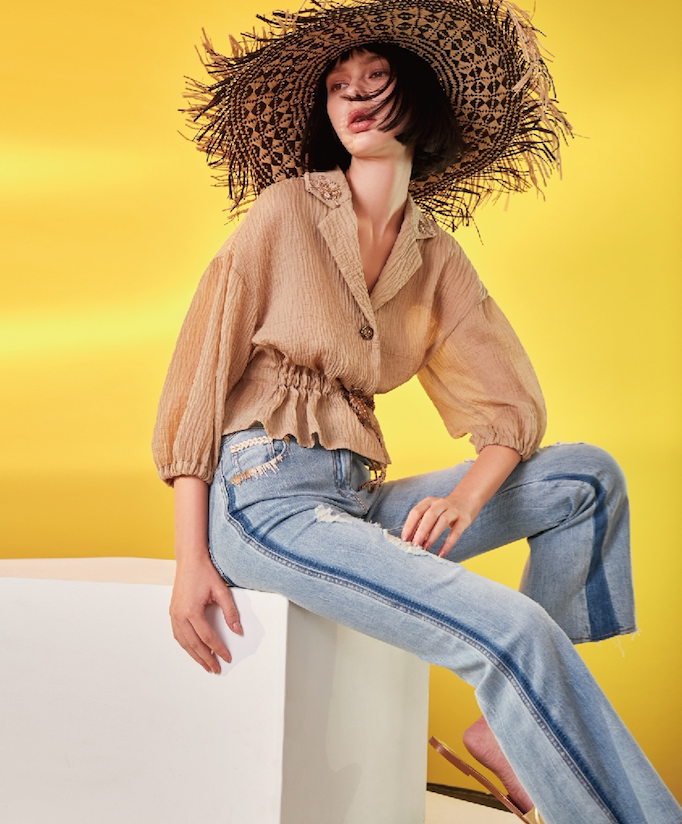 BC1EB038D1 天空之城休閒收束短襯罩衫