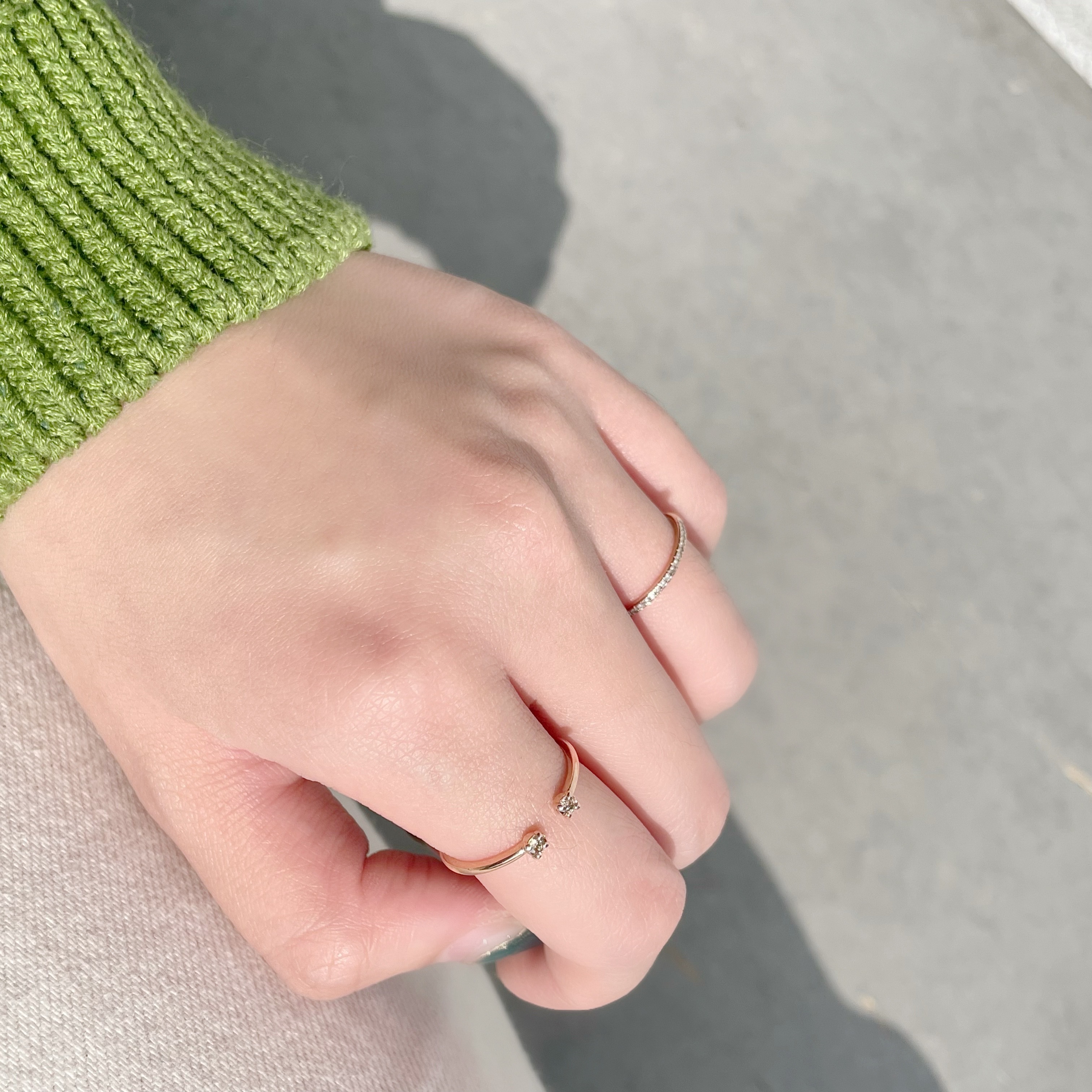 14K雙四爪真鑽開口戒