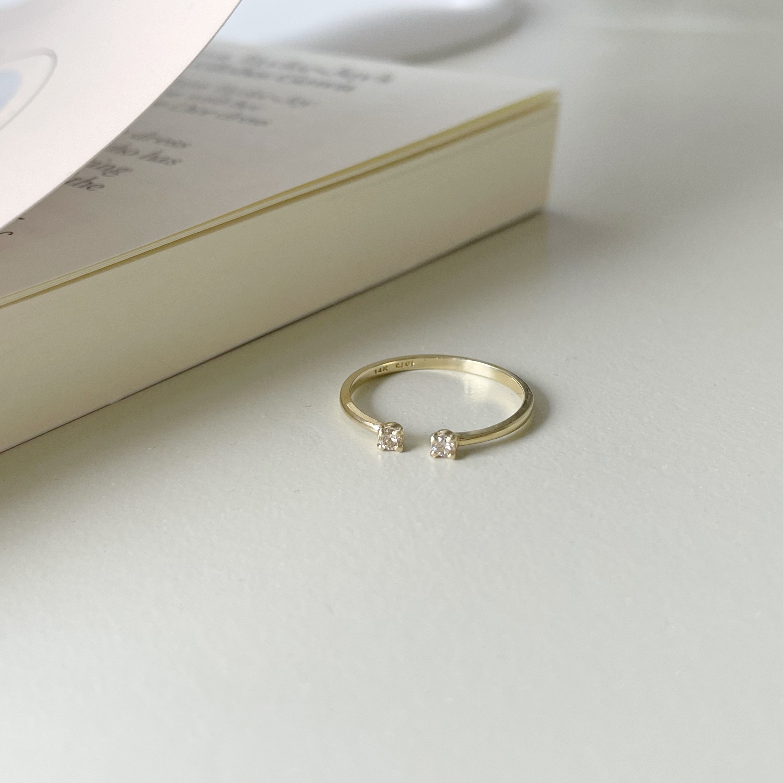 14K雙四爪真鑽開口戒