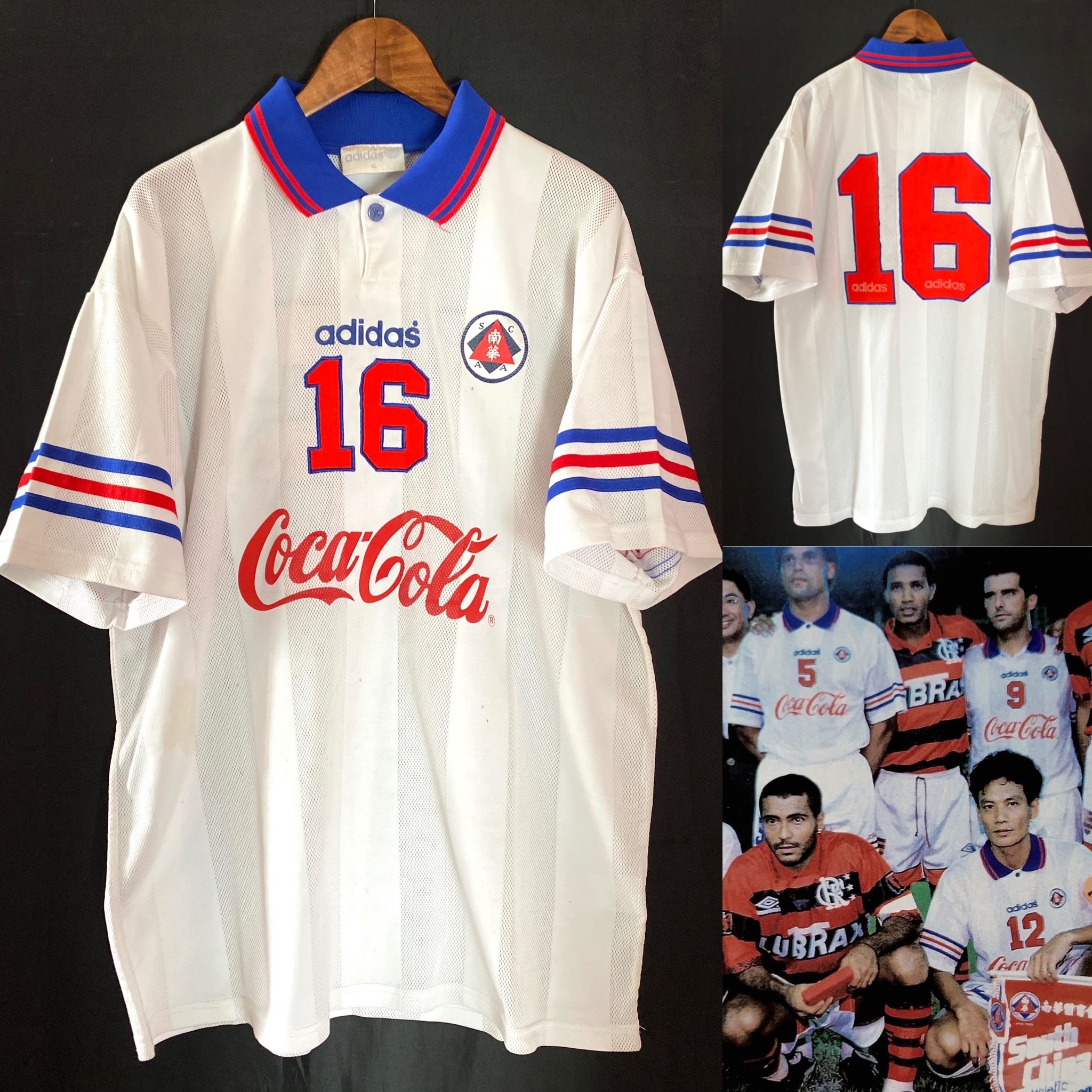 South China Football Team 1995 Adidas Away match worn shirt #16