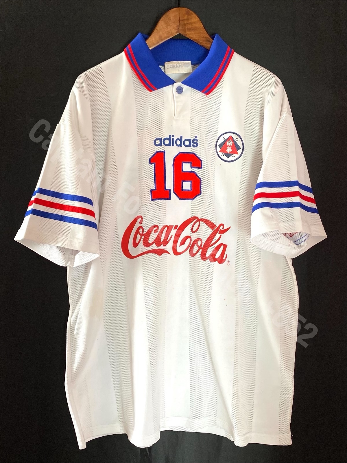 South China Football Team 1995 Adidas Away match worn shirt #16