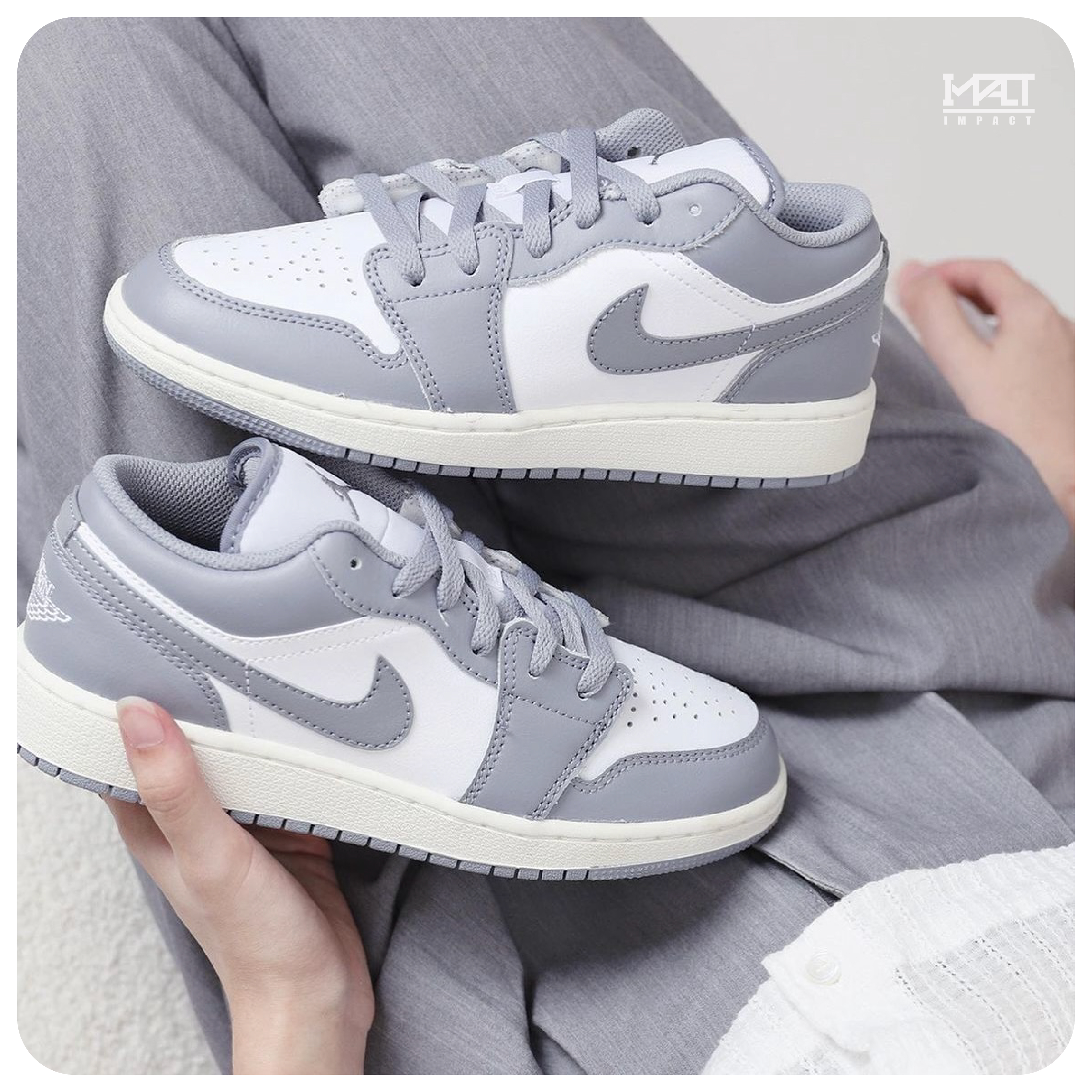 大童鞋女鞋AIR JORDAN 1 LOW GS VINTAGE GREY 白灰奶油底小DIOR 休閒