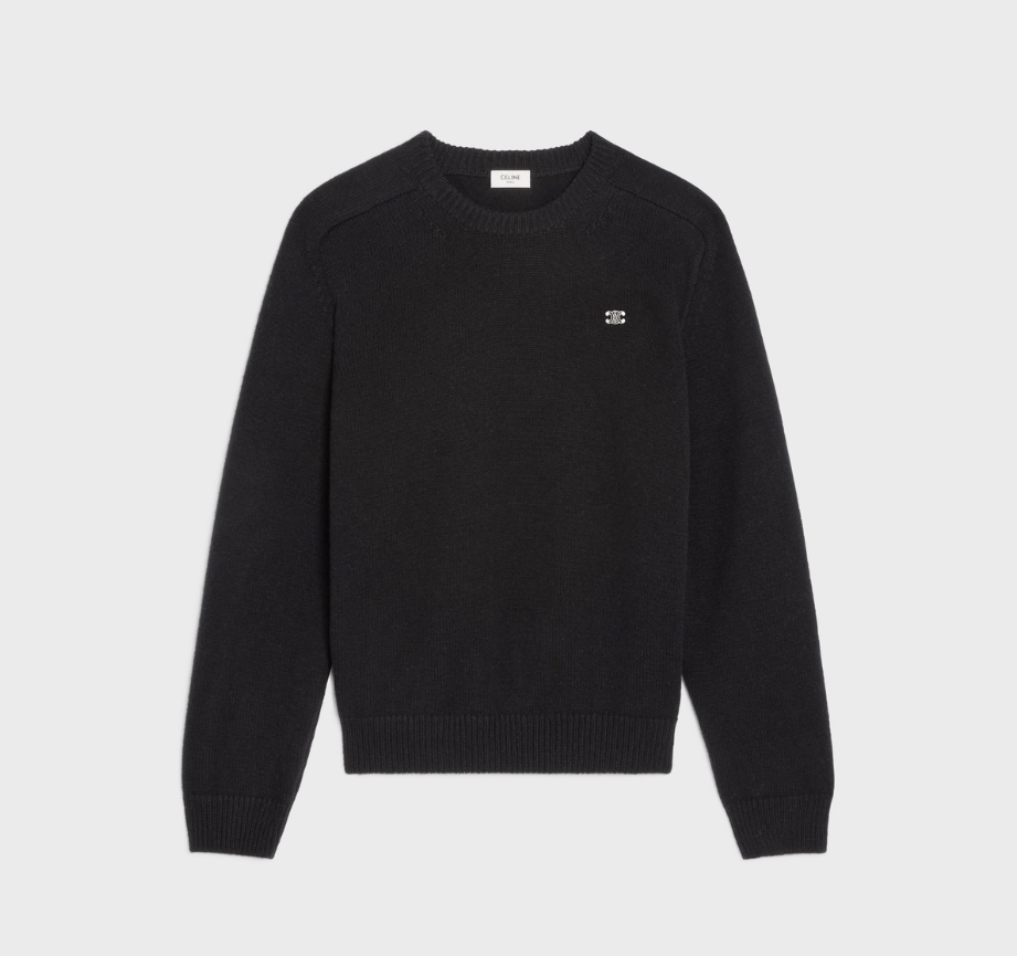 Celine crew neck triomphe sweater in cashmere wool