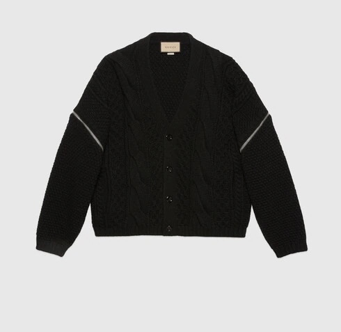 Gucci cable knit cardigan with detachable sleeves