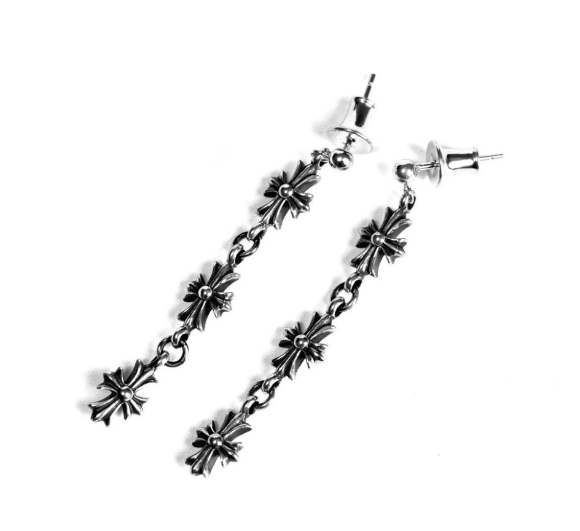 Chrome Hearts 3 Drop Cross Earring