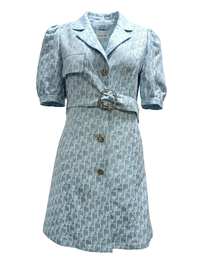 BC1EE166E1 濱海風情JETEZO字母緹花水藍蓮衣裙洋