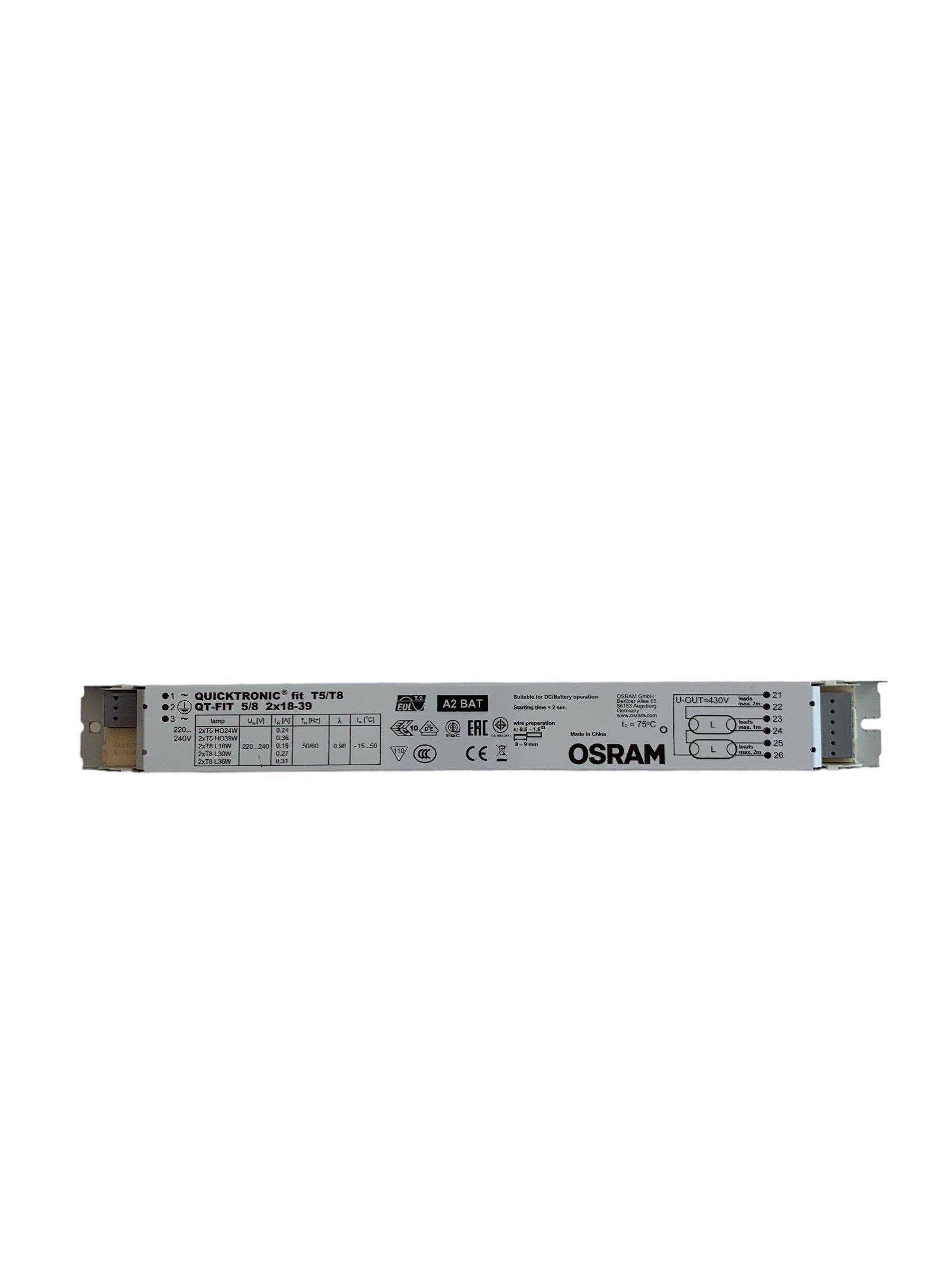 OSRAM QUICKTRONIC FIT 5/8 2X18-39 電子鎮流器