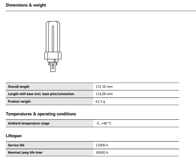 OSRAM DULUX COMPACT 26W 熒光燈 PIN-BASE（T/E 型）