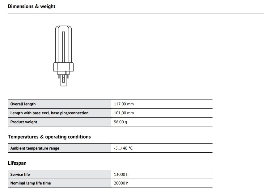 歐司朗 DULUX T/E 18W  COMPACT 熒光燈 PIN-BASE（T/E 型）