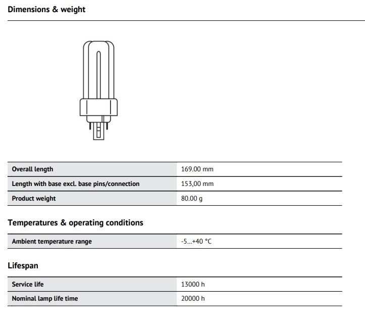 OSRAM DULUX COMPACT 42W 插腳式熒光燈（T/E 型）