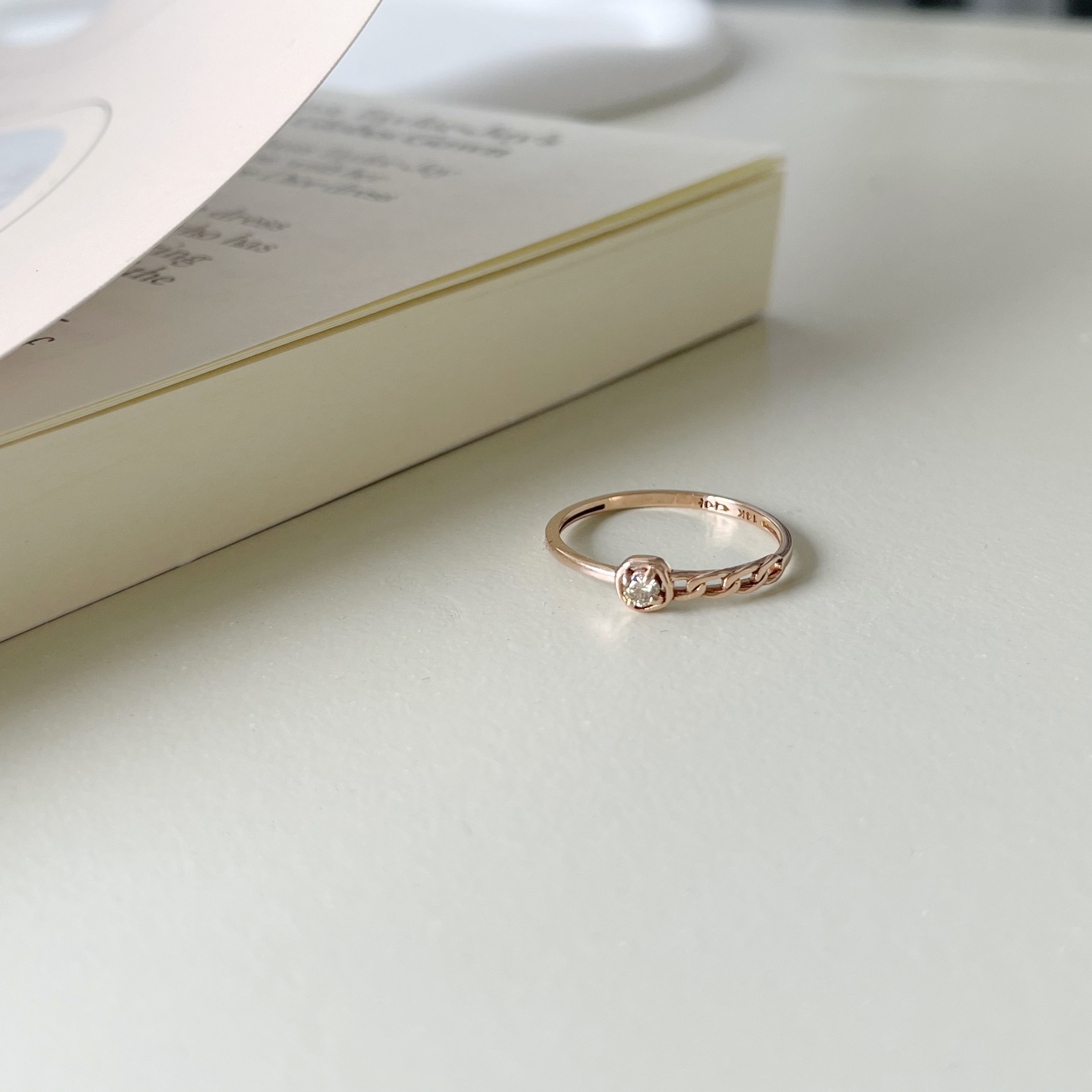 14K不規則真鑽半邊鎖鏈戒指