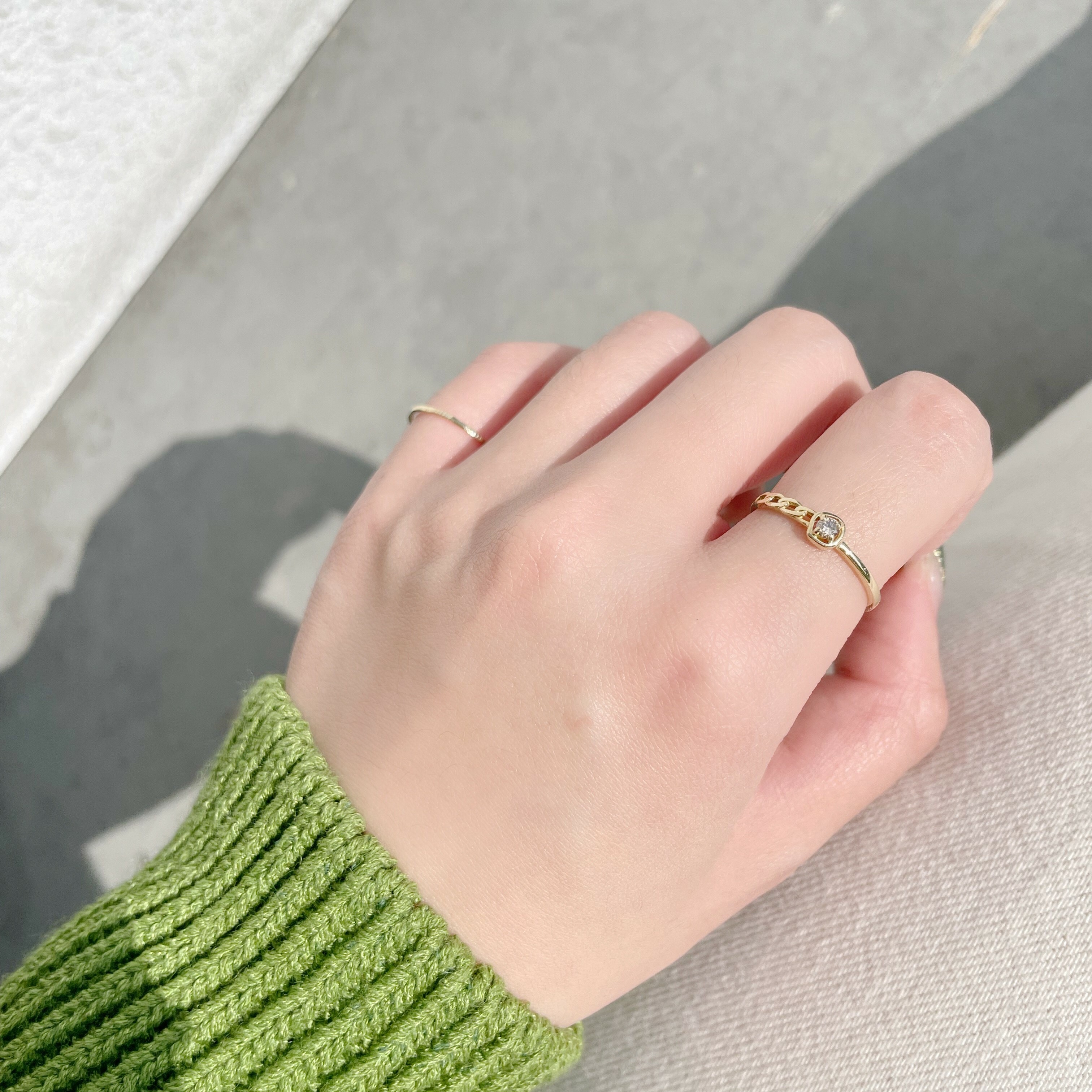 14K不規則真鑽半邊鎖鏈戒指