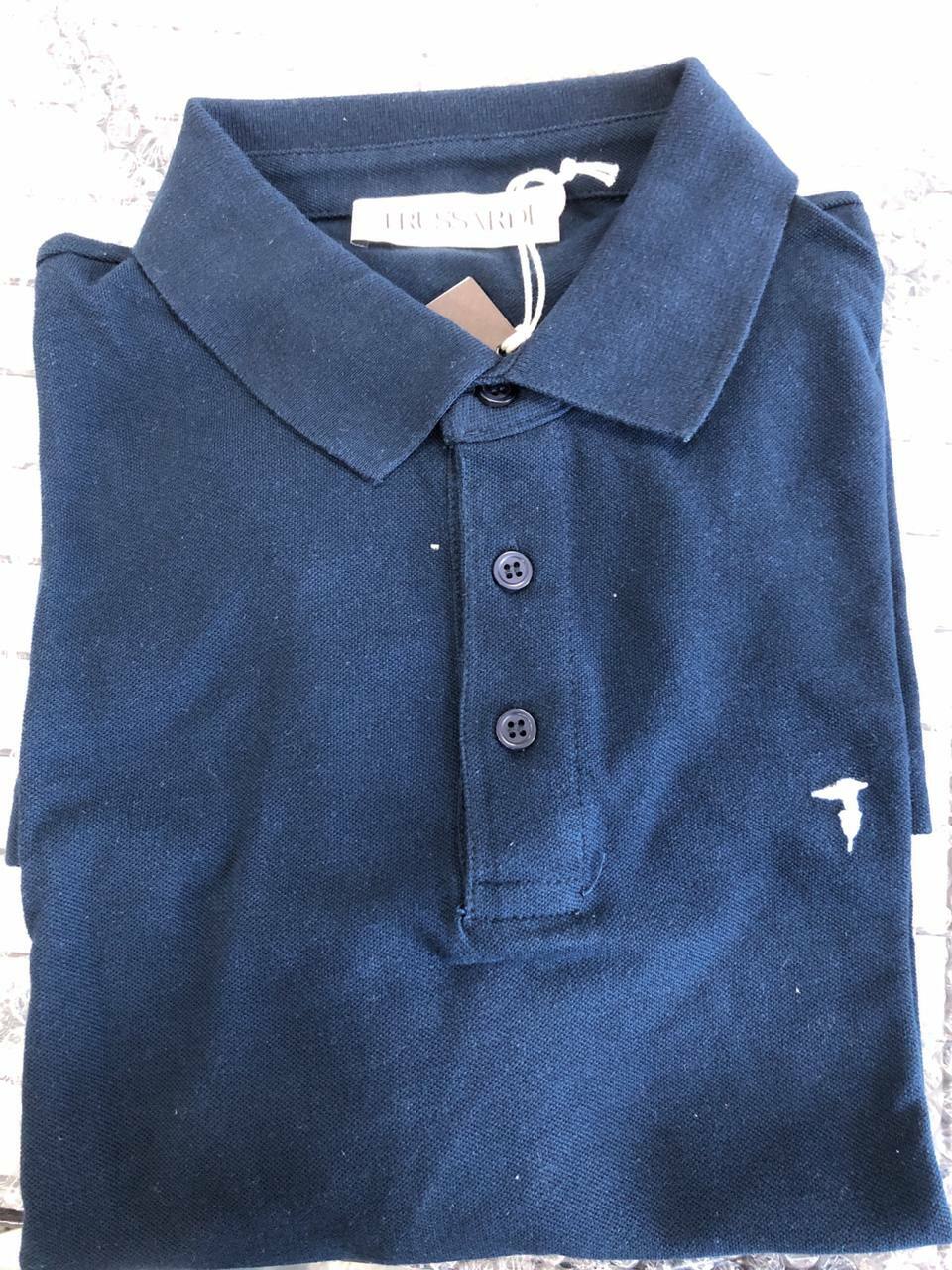 [S] TRUSSARDI T-SHIRT POLO COTTON PIQUET,NAVY, 52T00696-1T006282-U290 [FINAL SALE] (STJ84)