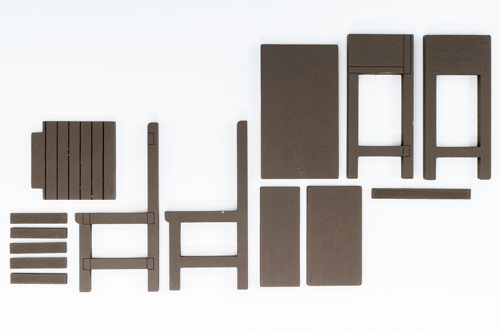 Mr.Box 小學課桌椅單人組上色版 1:12 , 套件