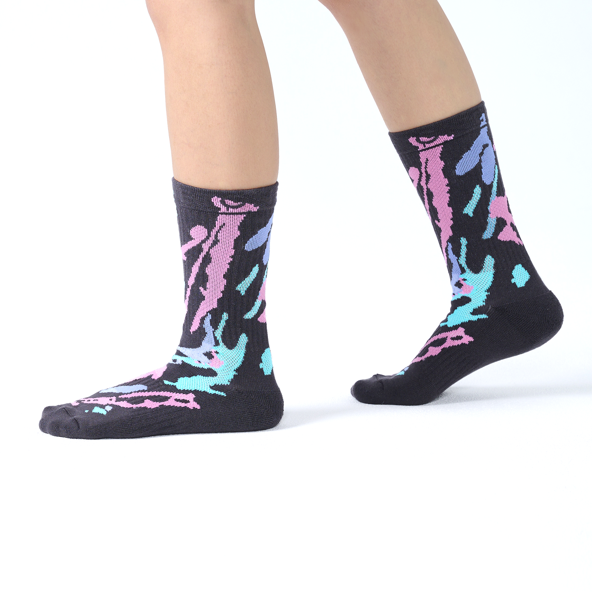 Flow 抗菌機能運動中筒襪〈深灰〉