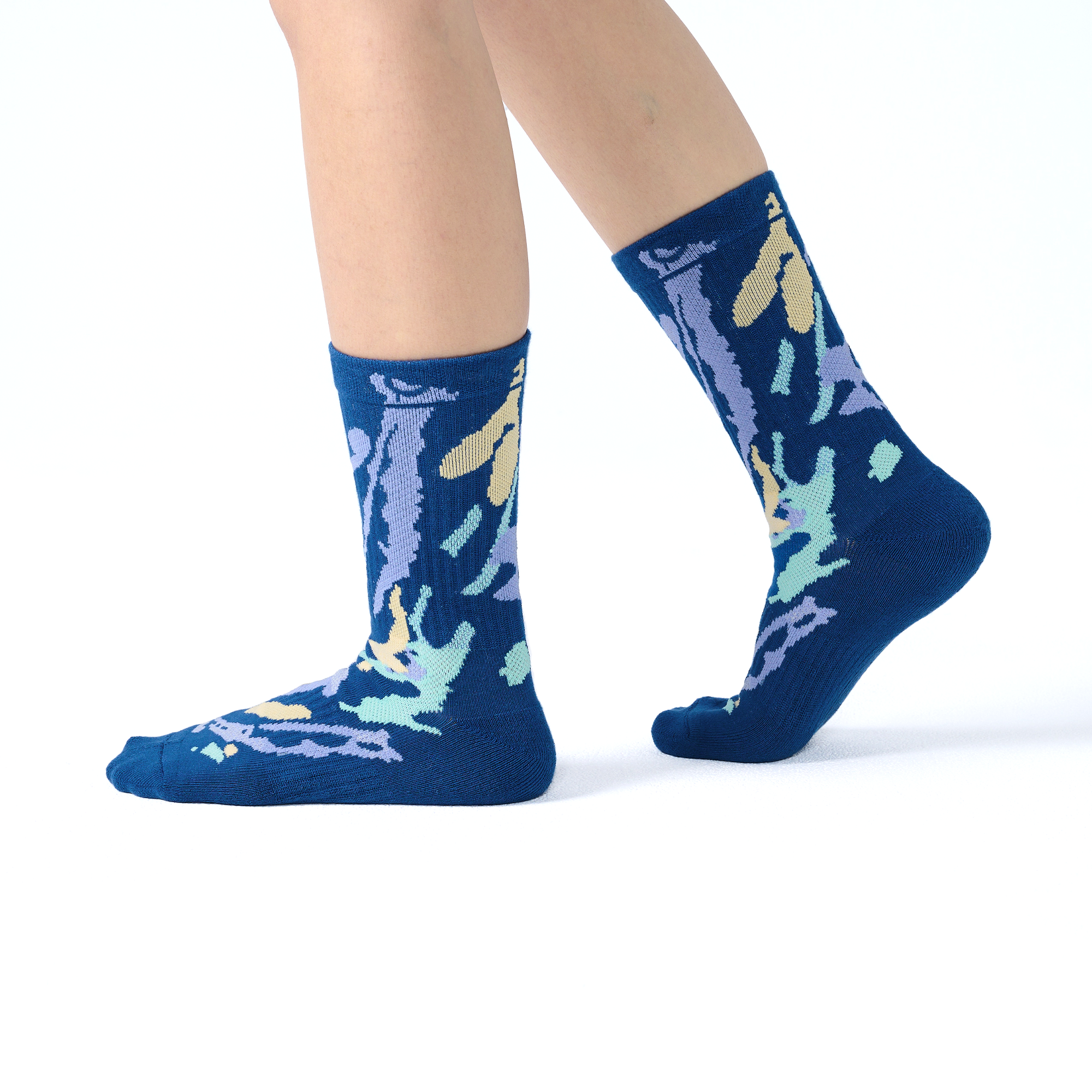 Flow 抗菌機能運動中筒襪〈藍〉