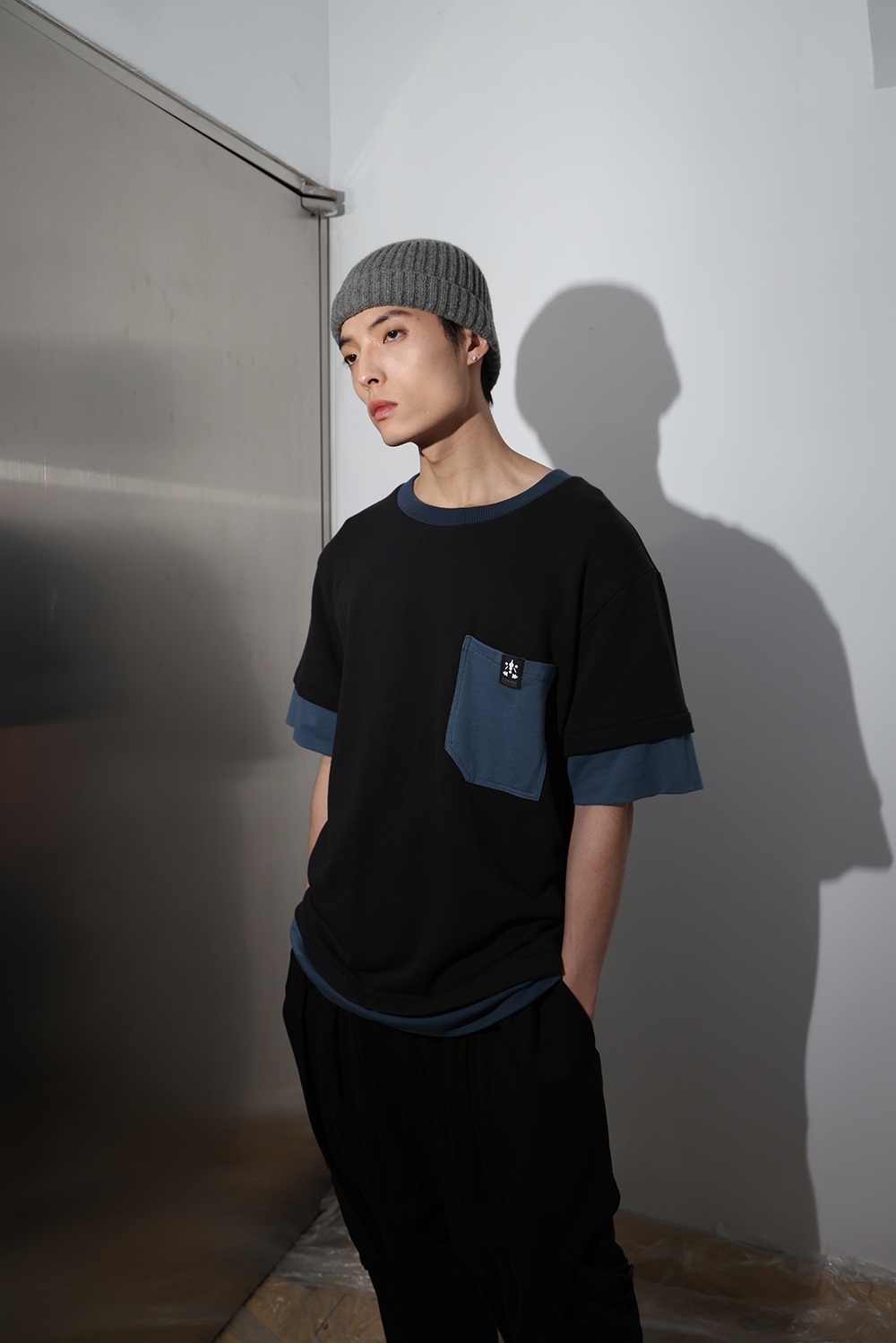 錯視兩截式短Tee-黑
