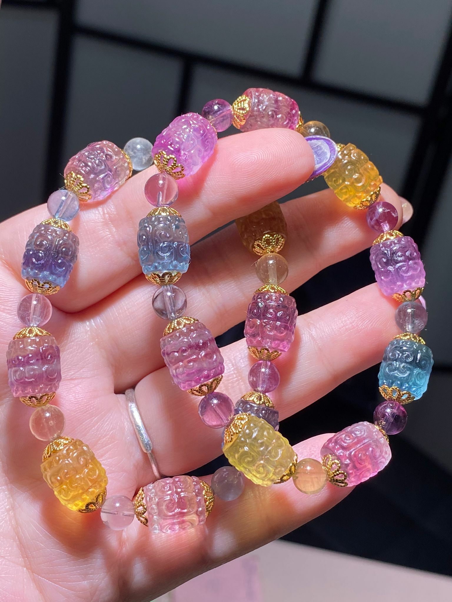 螢石迴紋桶珠DIY款