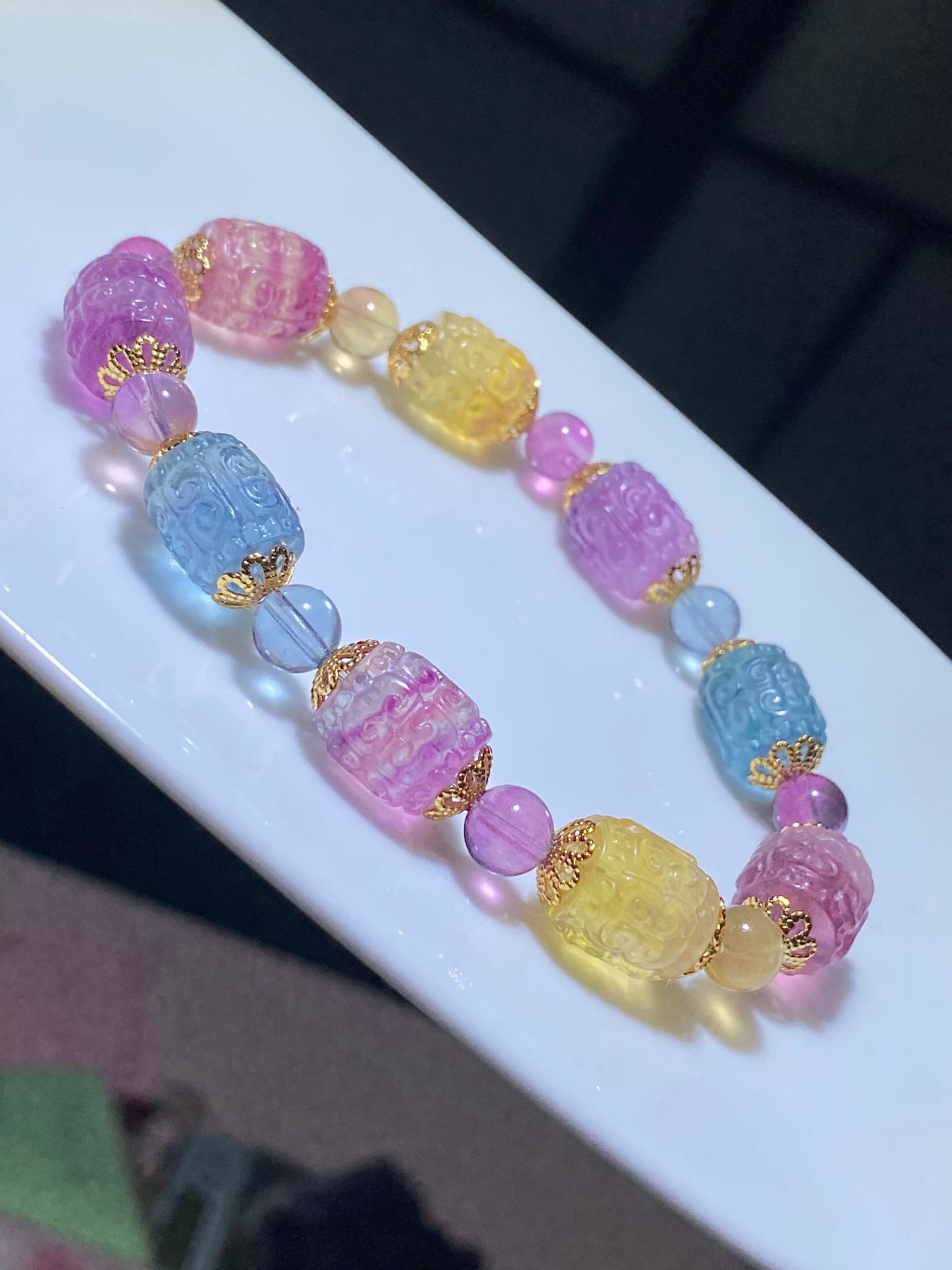 螢石迴紋桶珠DIY款