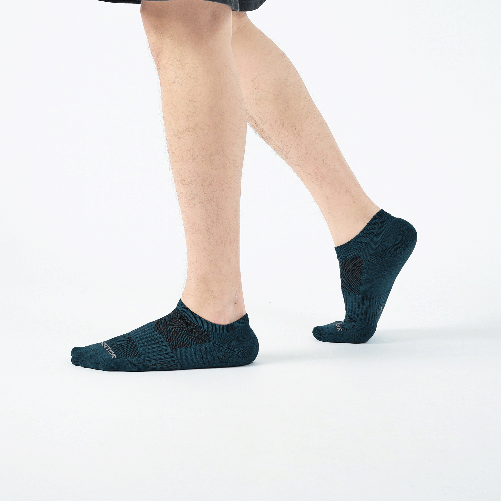 素面抗菌運動踝襪〈藍綠〉