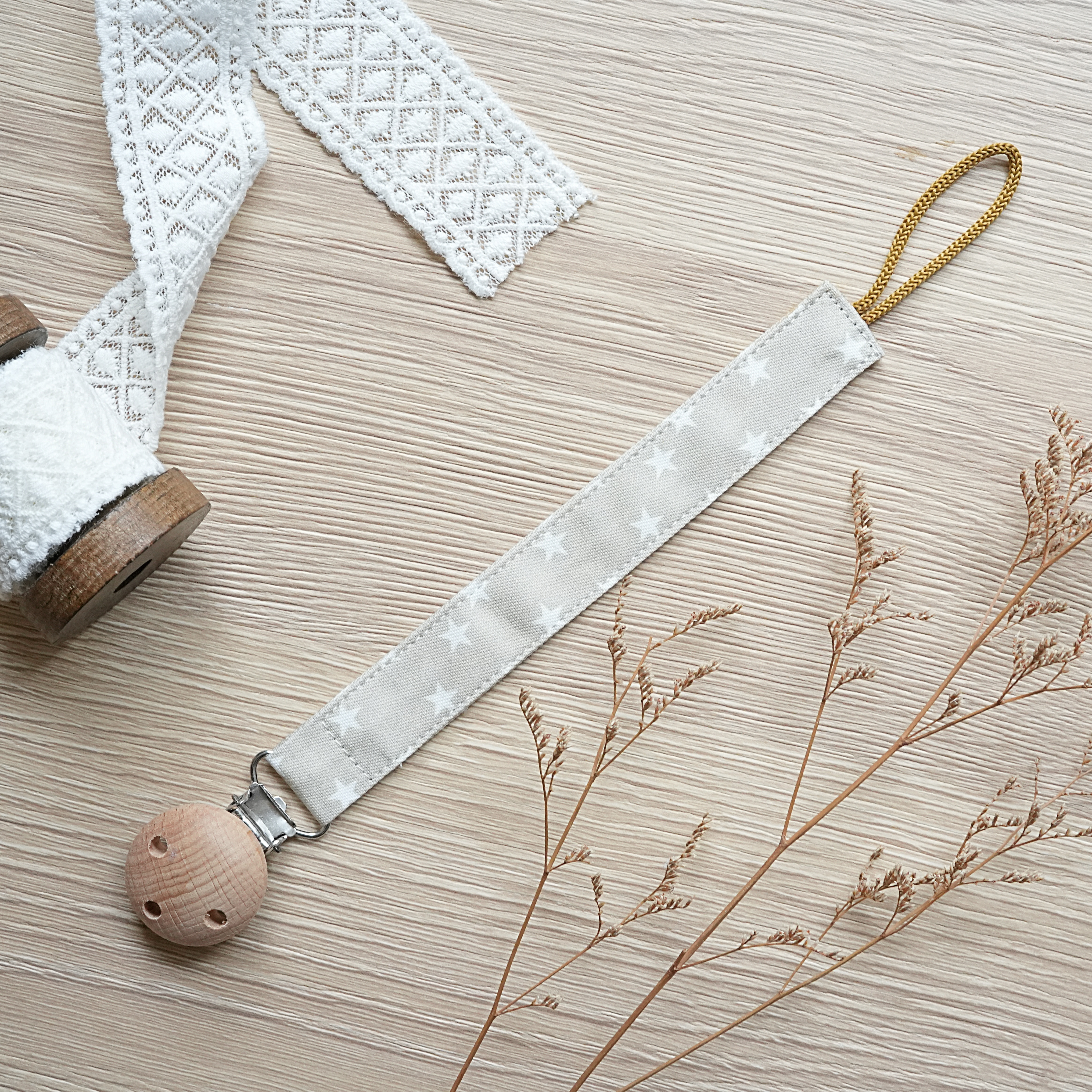 Hi Y.P store-櫸木夾-米白星星