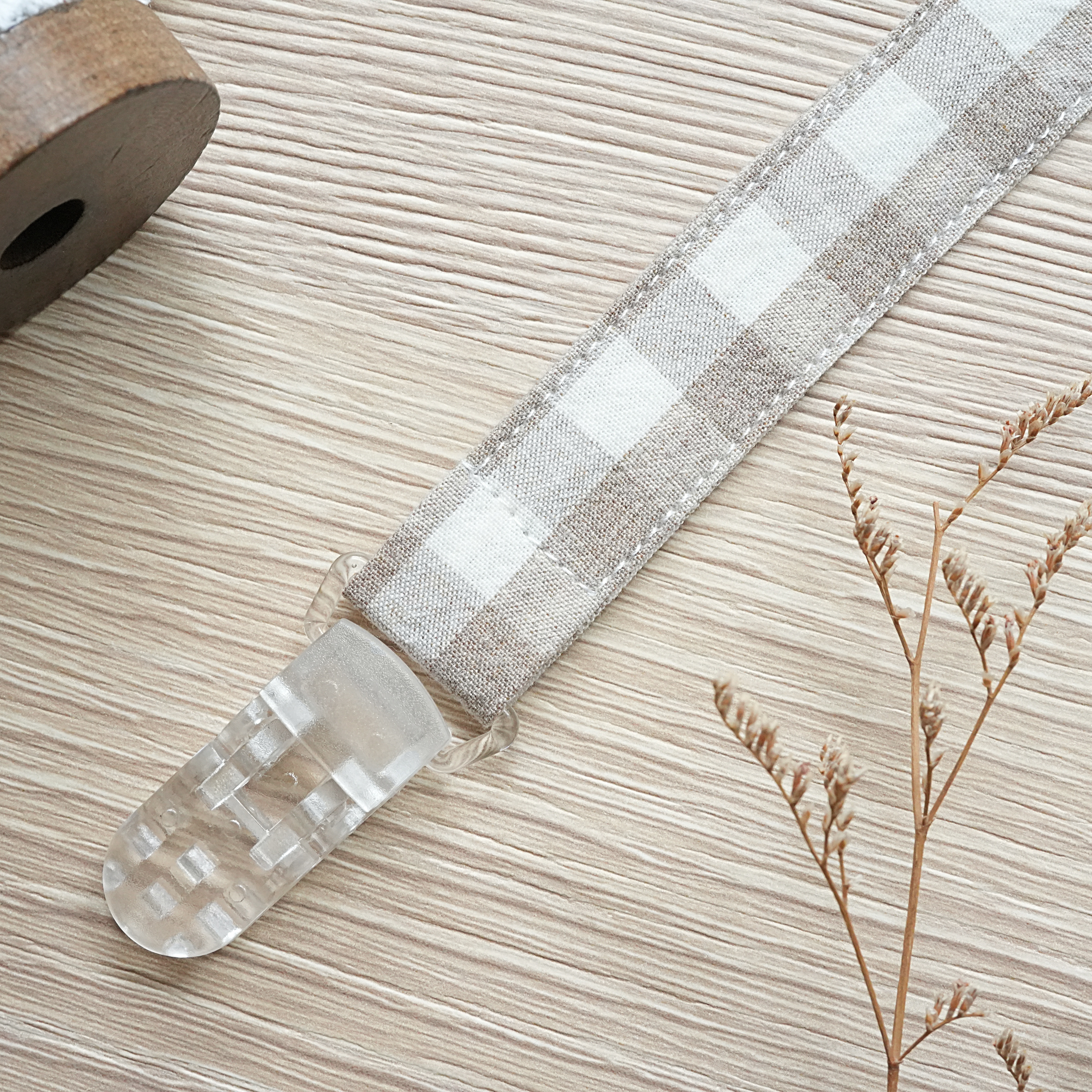 Hi Y.P store-鱷魚夾-棕色小格紋