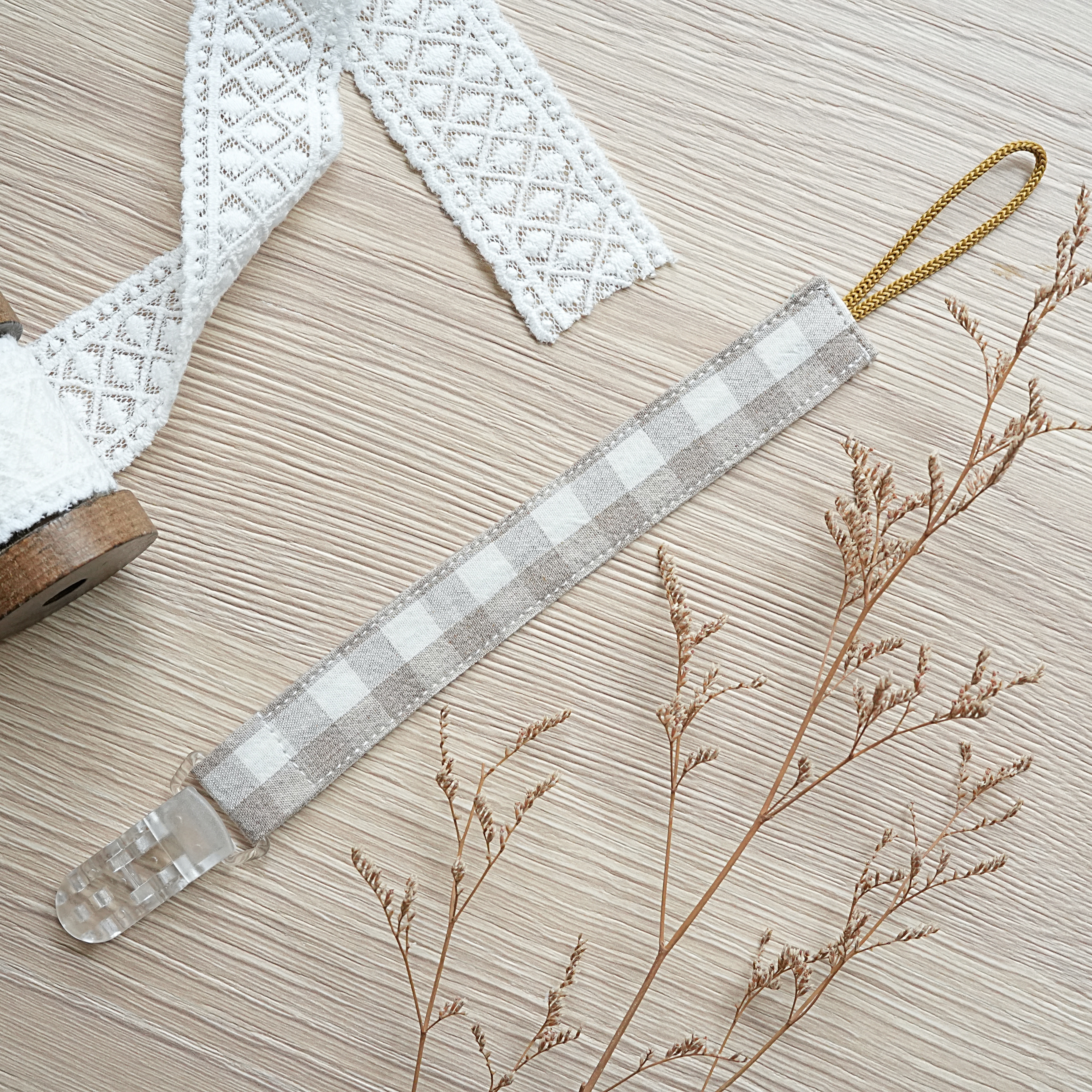 Hi Y.P store-鱷魚夾-棕色小格紋