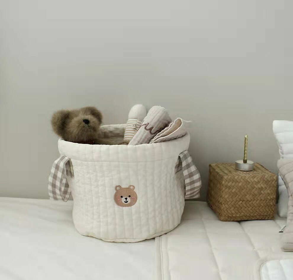 《1781》可愛刺繡家用提袋收納籃