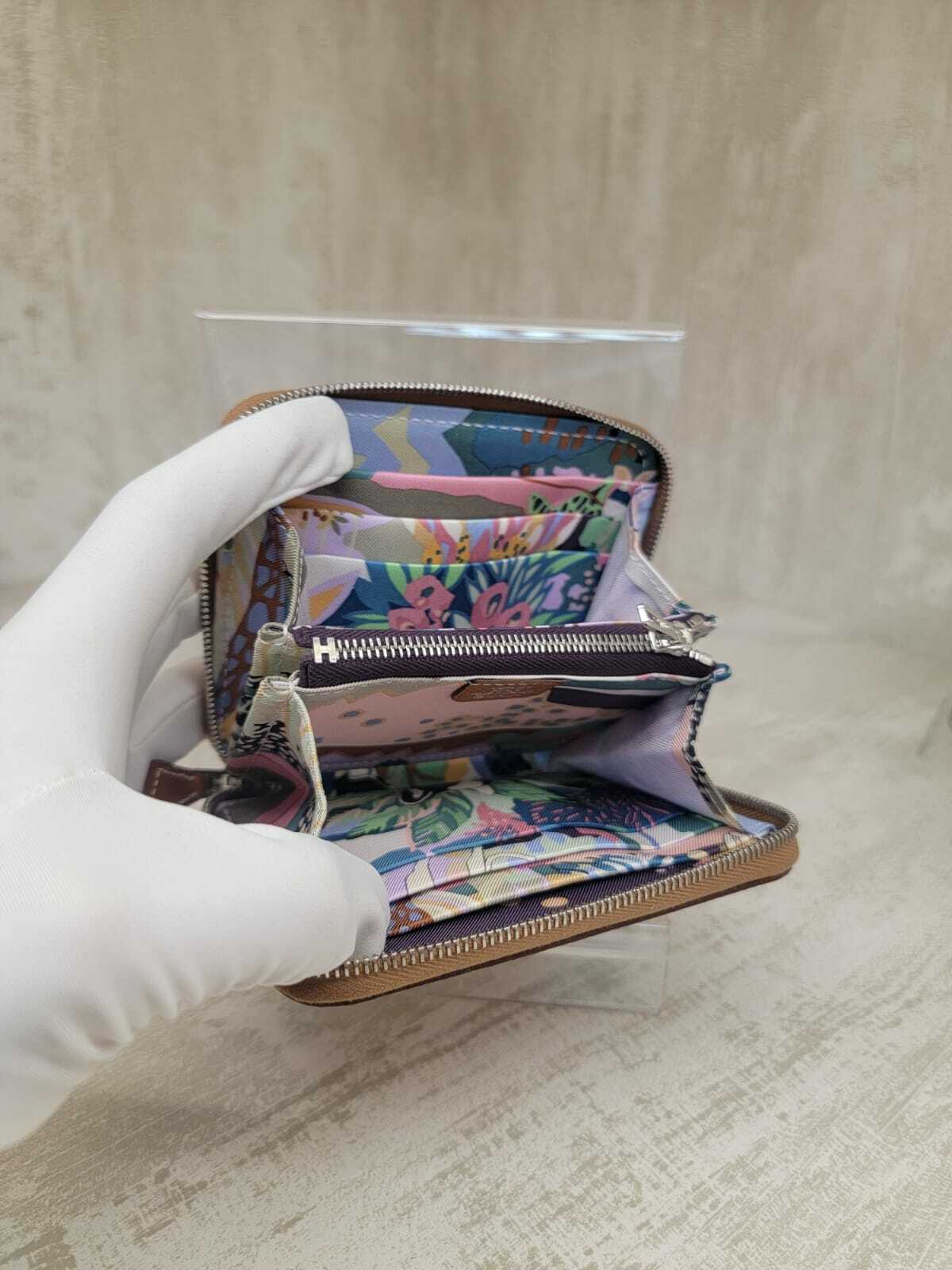 Hermes silk in compact GOLD/purple 短銀包