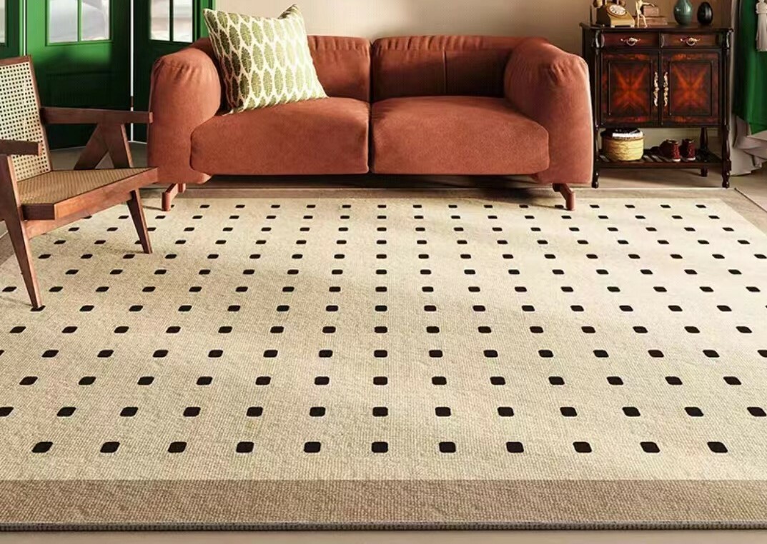 《1783》滿滿方格米黑色客廳地毯((仿羊絨))